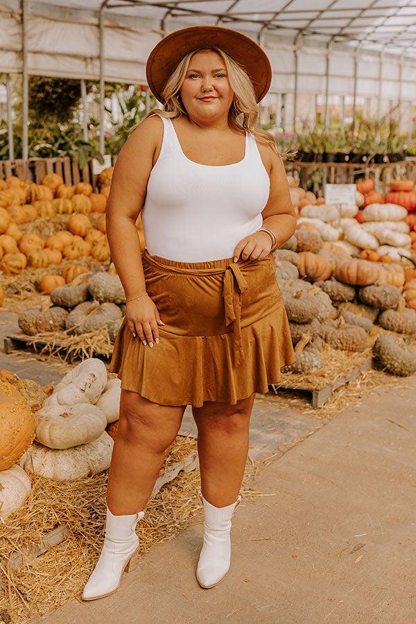 The Arlet High Waist Faux Suede Skort Curves Product Image