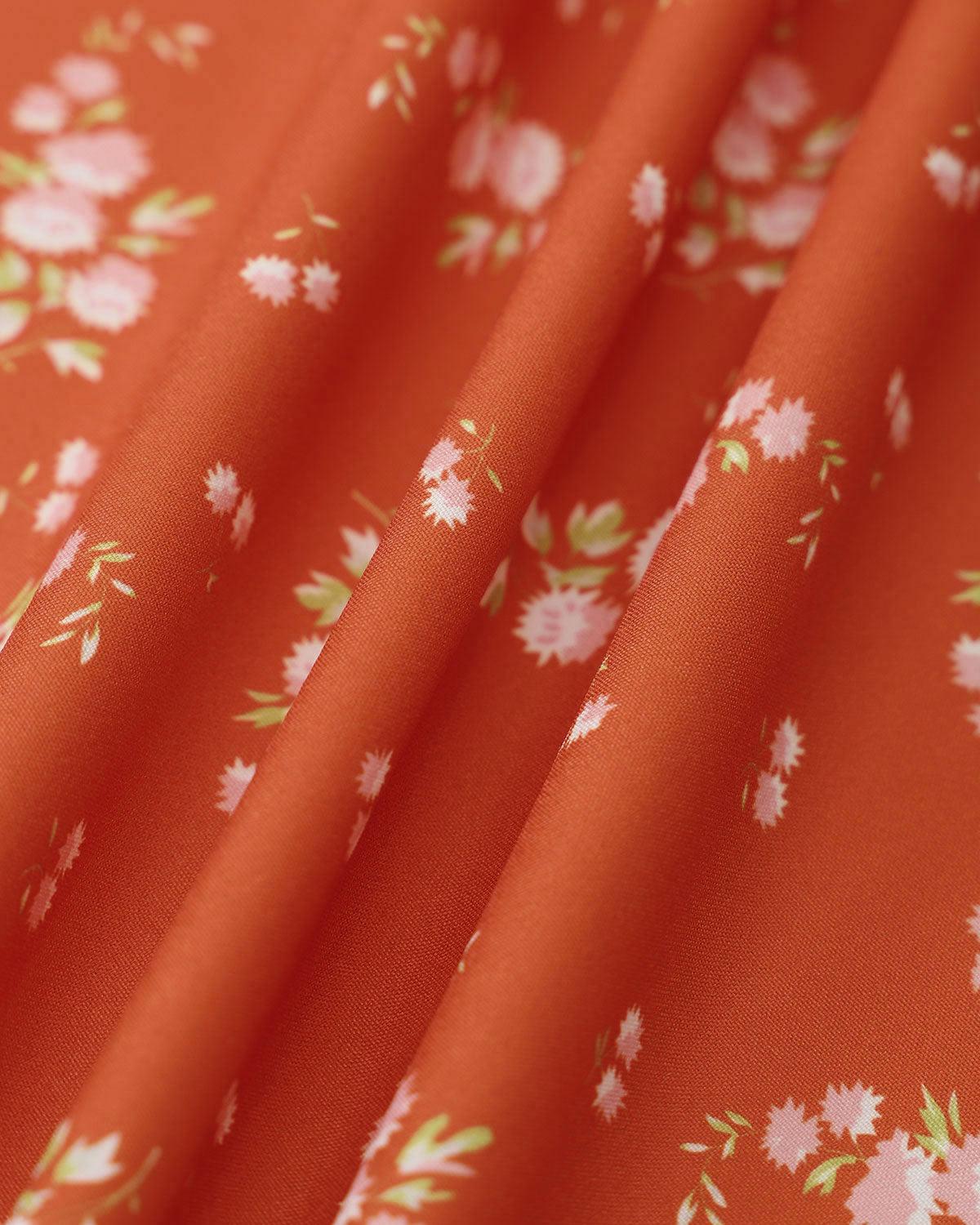 Orange Floral Wrap Midi Dress Product Image
