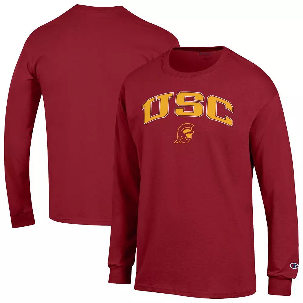 Men's Champion® Cardinal USC Trojans Arch Over Logo Long Sleeve T-Shirt,  Product Image