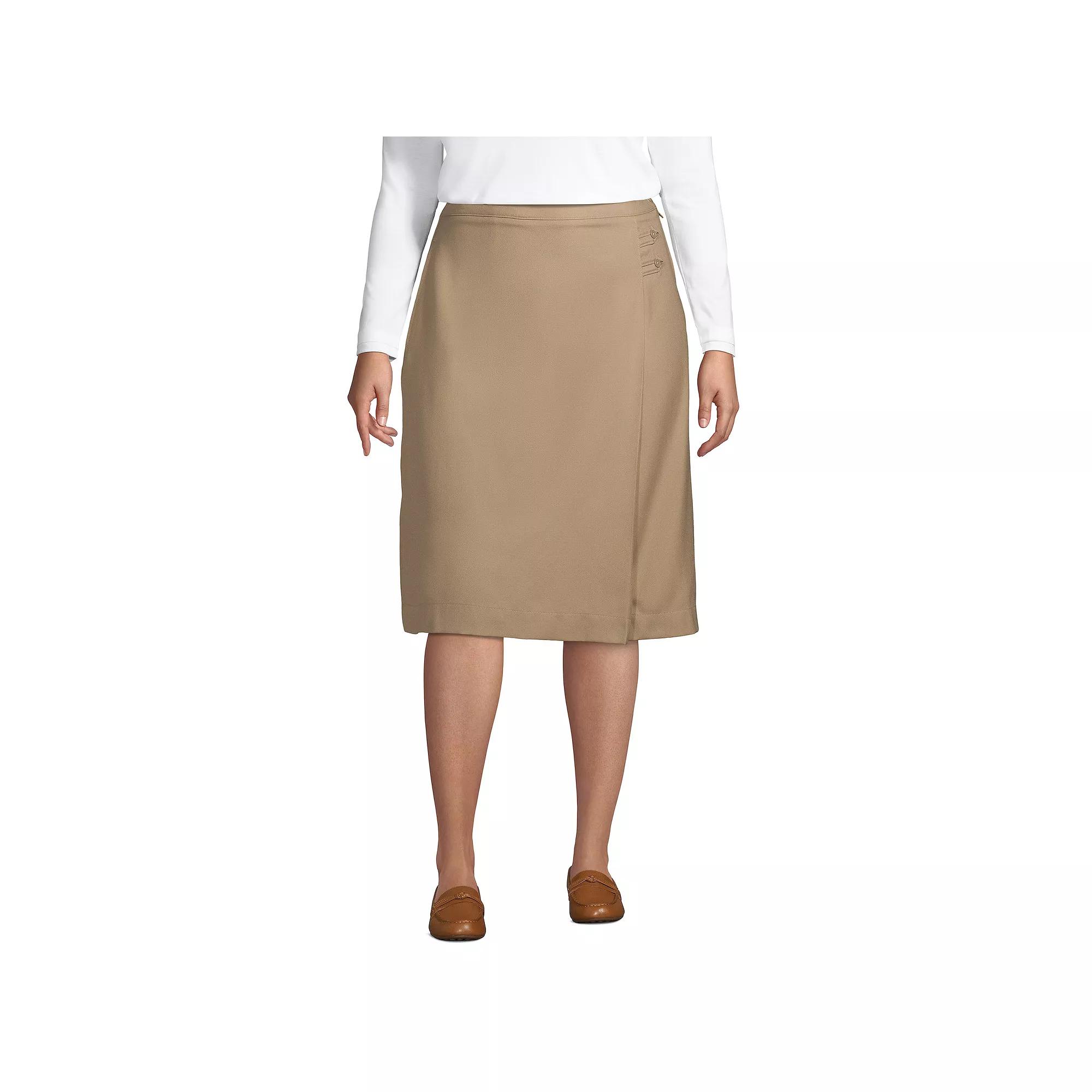 Plus Size Lands' End School Uniform Solid A-line Skirt, Women's, Size: 18 W, Green Product Image