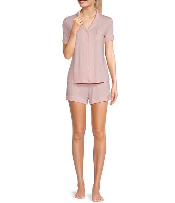 KatieJNYC Short Sleeve Button Front Lynn Coordinating Lounge Short Set Product Image