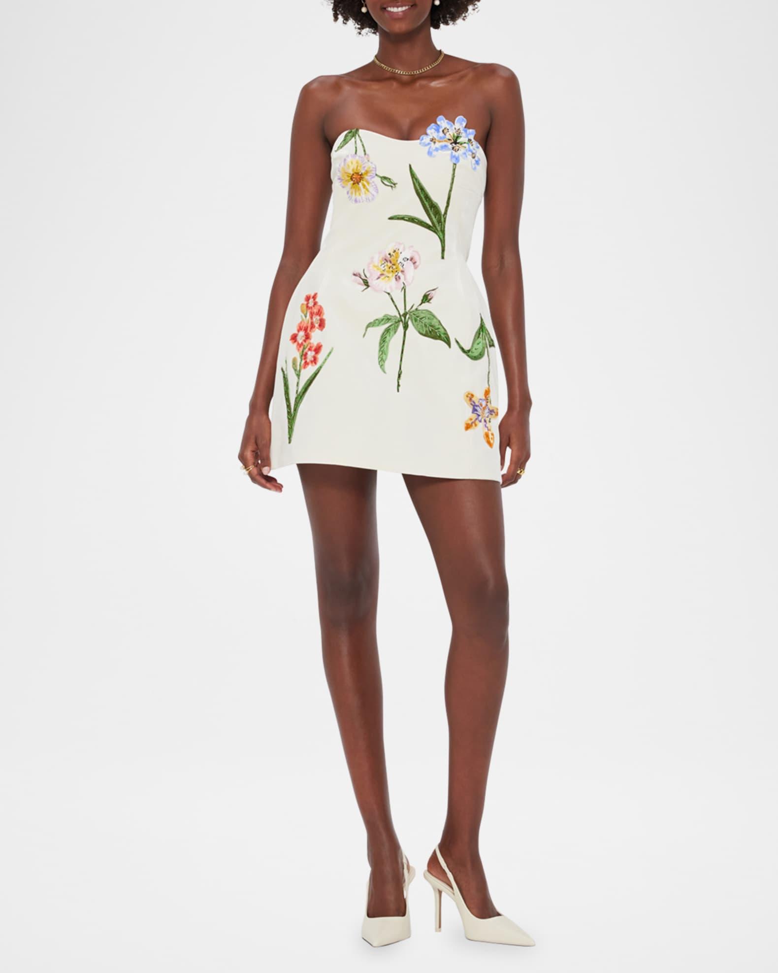 Rosario Beaded Floral Applique Velvet Mini Dress Product Image