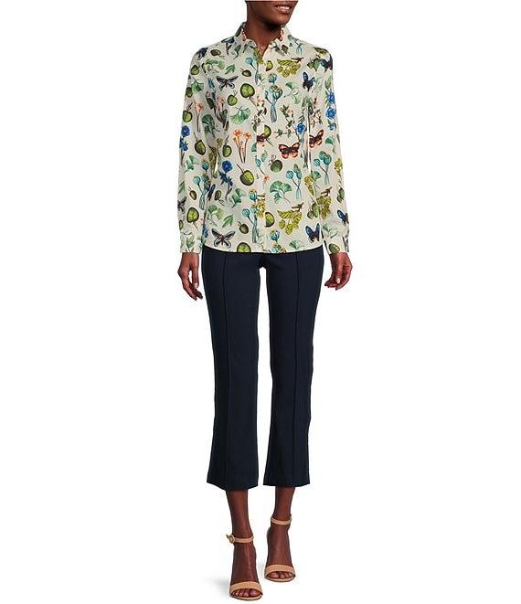 J.McLaughlin Ivy Front Seam Detailed Kick Flare Leg Hem Cropped Pull-On Pants Product Image