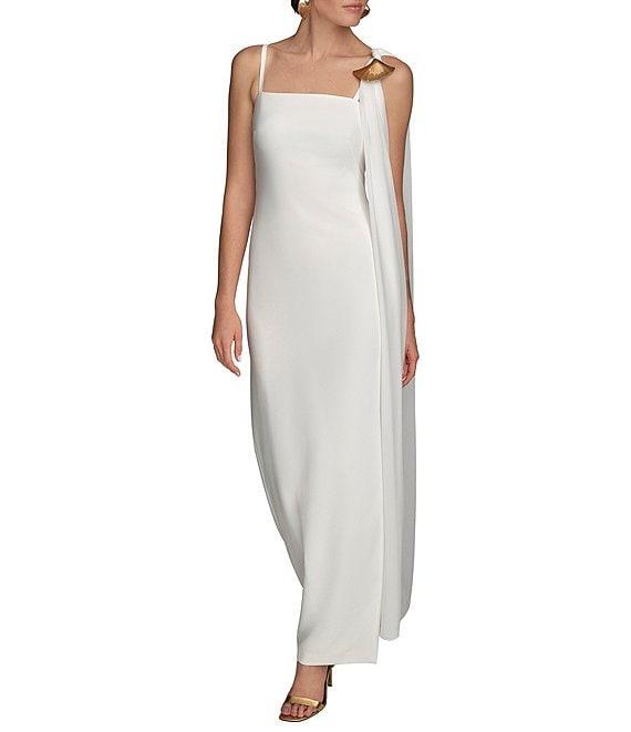 Donna Karan Square Neck Chiffon Drape Dress Product Image