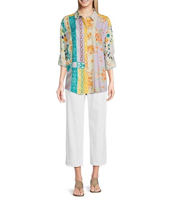 Tru Luxe Jeans Challis Point Collar Long Sleeve Shirt Product Image