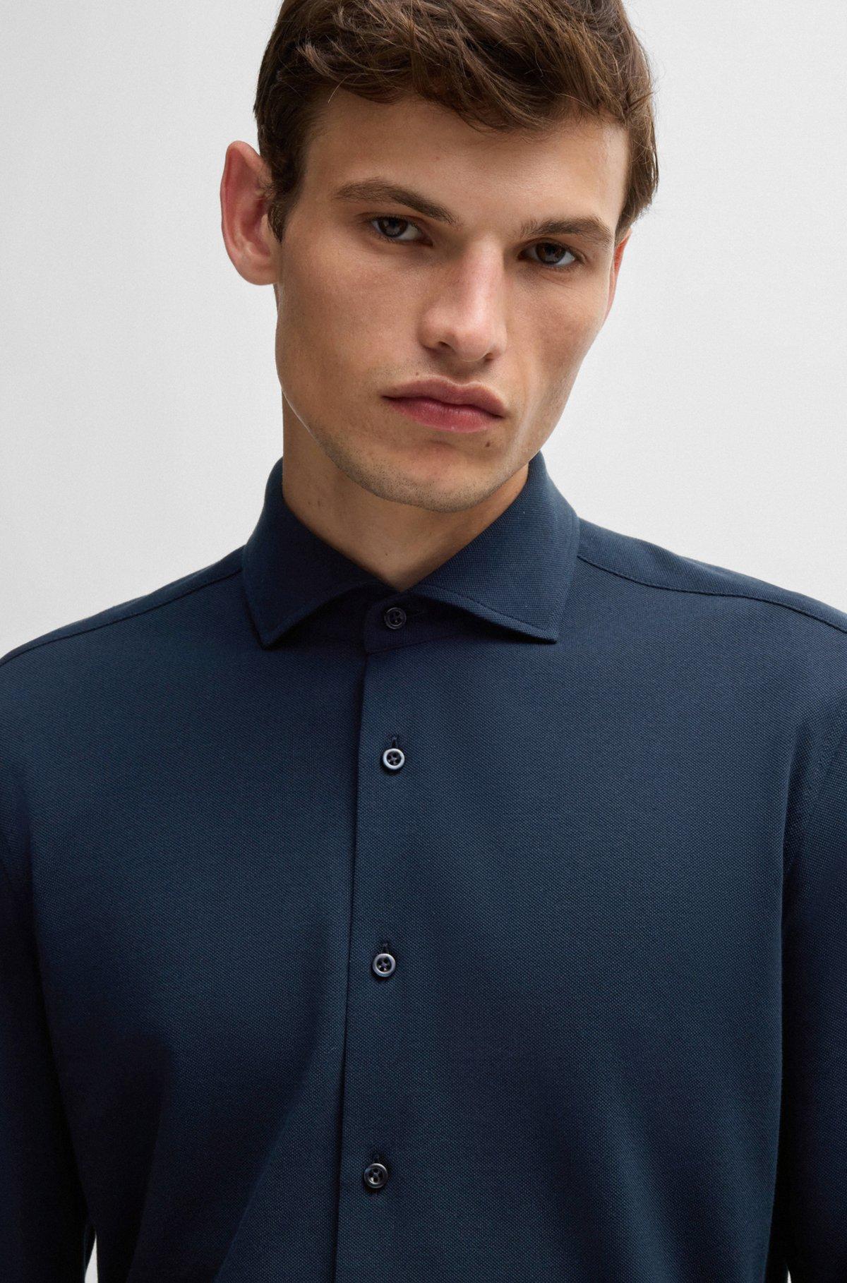 Slim-fit shirt in cotton-piqué jersey Product Image