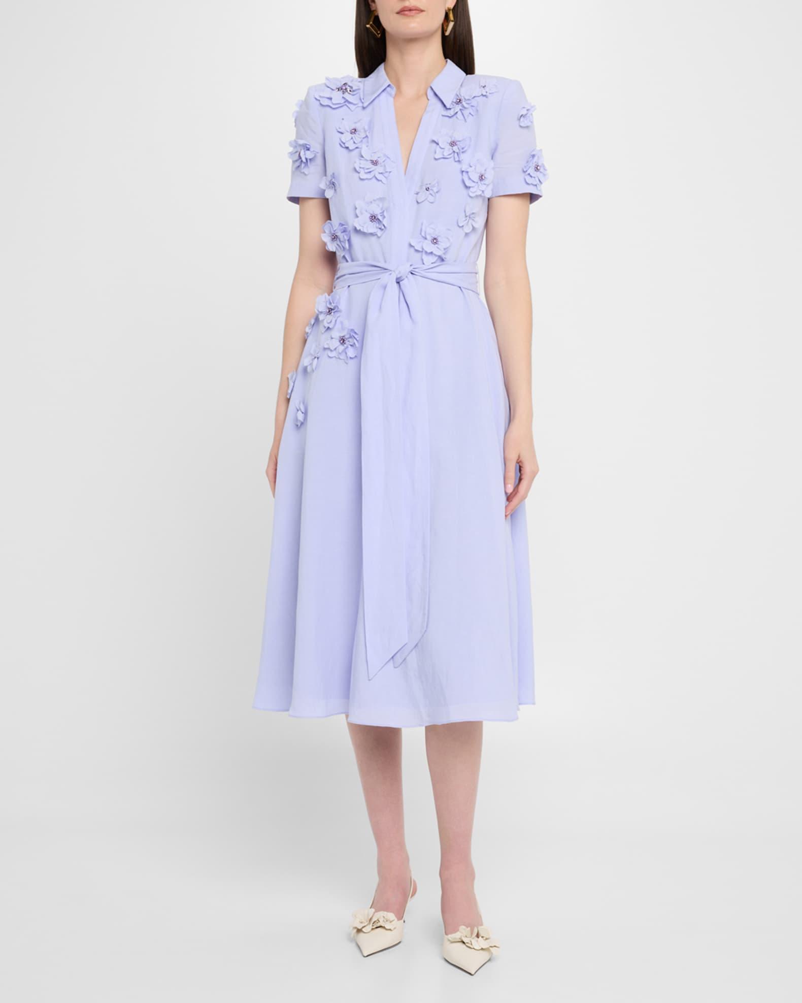 Beaded Floral Applique Midi Dress Product Image