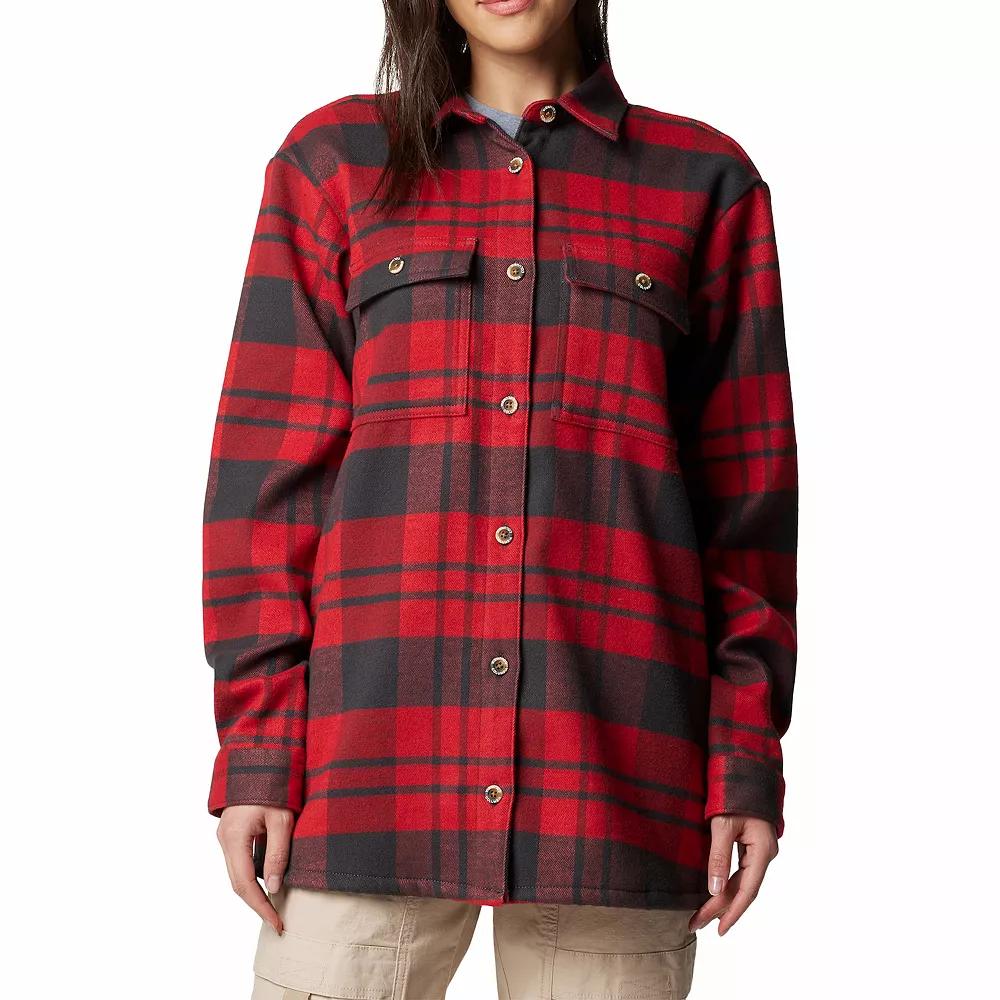 Women's Columbia Blue Point Creek Shirt Jacket, Size: Medium, Snowdrift Tartan Product Image