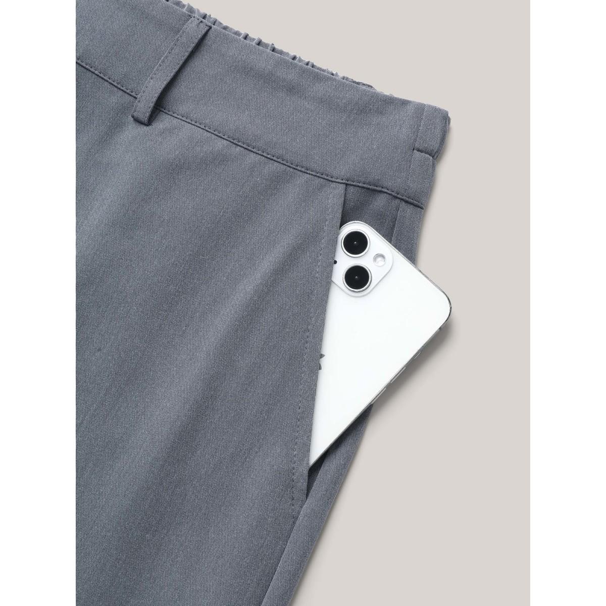 Plus Size Heathered Stretchy Waist Wide-Leg Pants Women DimGray At the Office Wide Leg Mid Rise Work Pants BloomChic 12/L Product Image