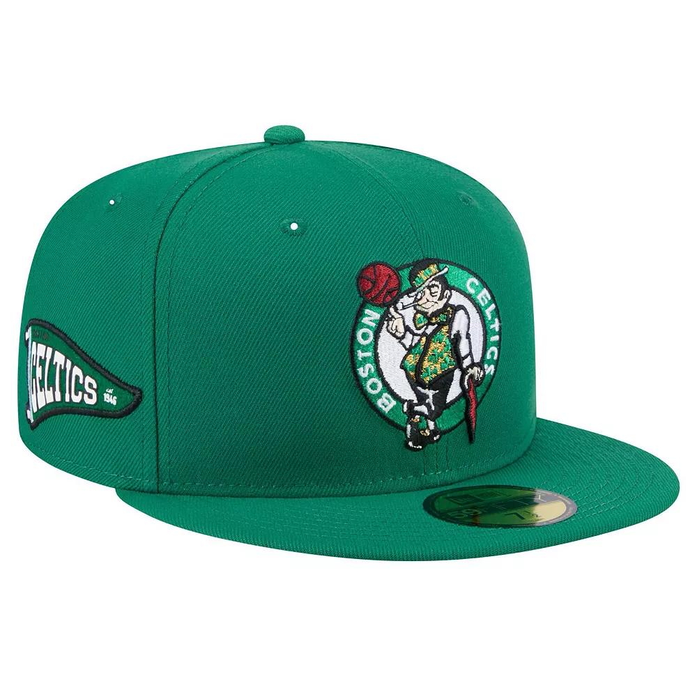 Men's New Era Kelly Green Boston Celtics Throwback Pennant 59FIFTY Fitted Hat,  Product Image