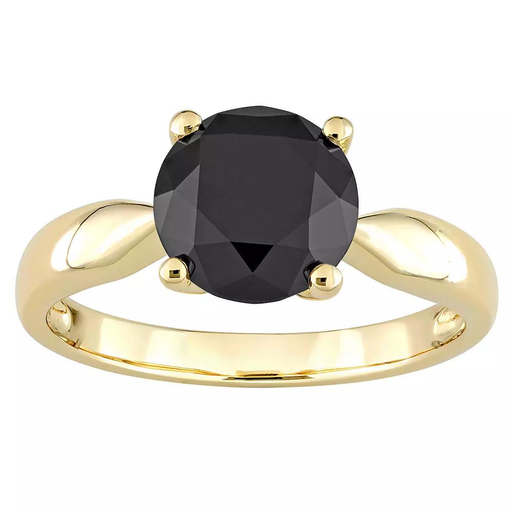 Stella Grace 10k Gold 2 Carat T.W. Round Black Diamond Solitaire Engagement Ring, Women's, Size: 8 Product Image