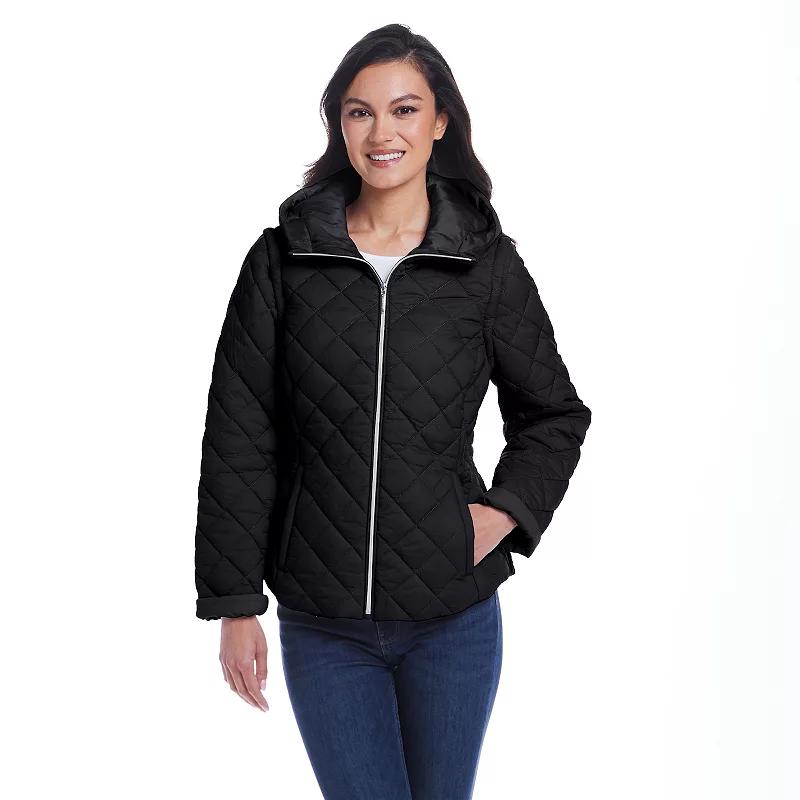 Women's Weathercast 2-in-1 Quilted Hooded Jacket with Zip Off Sleeves,  Product Image