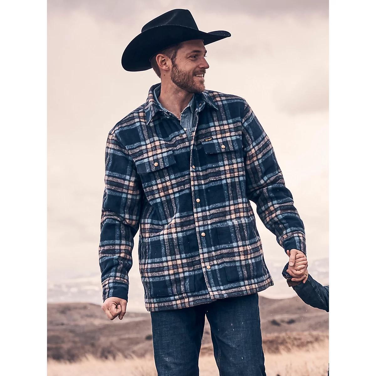Men's Wrangler Quilt Lined Flannel Shirt Jacket Plaid Product Image