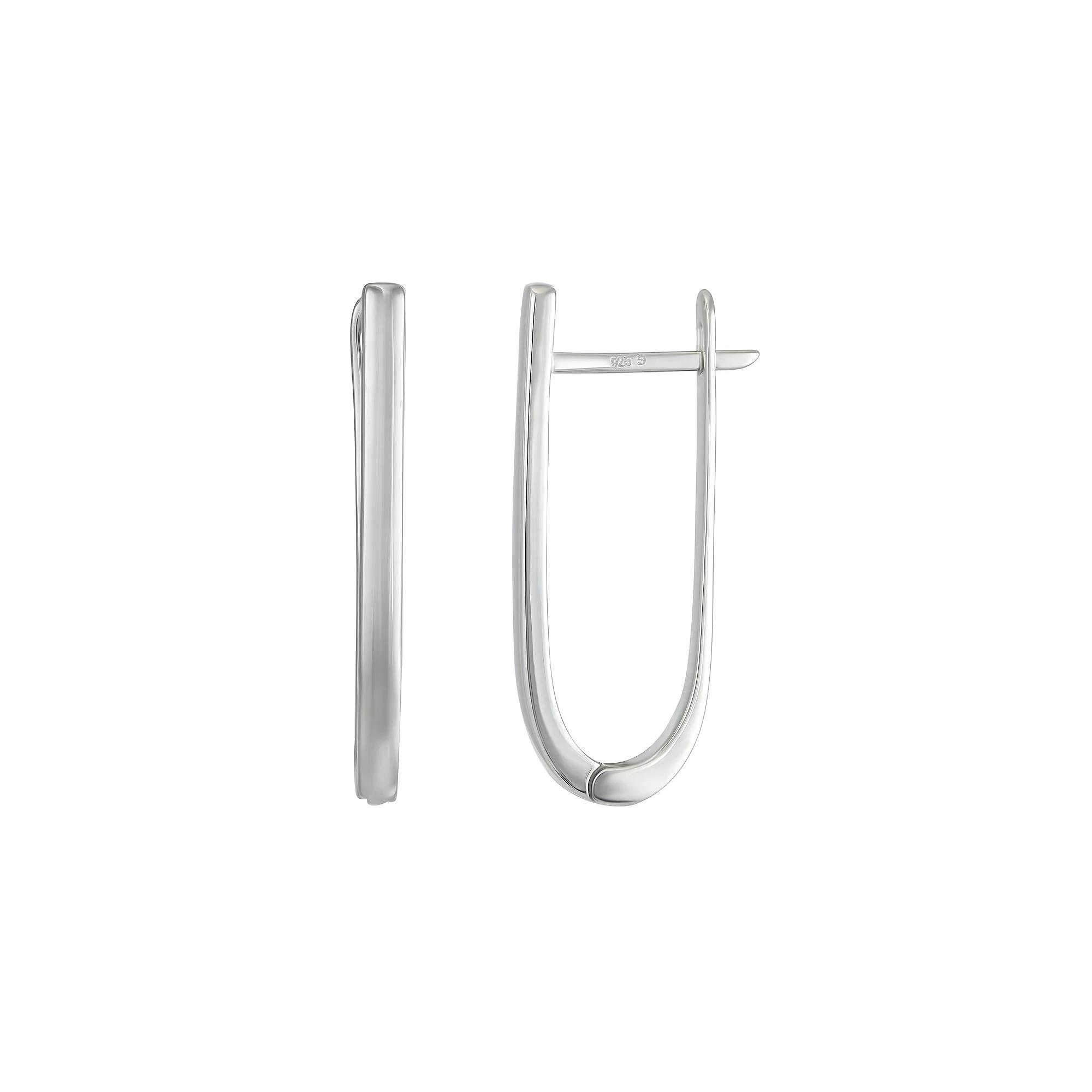 Argento Forte Sterling Silver Oblong Polised Hoop Earrings, Women's Product Image