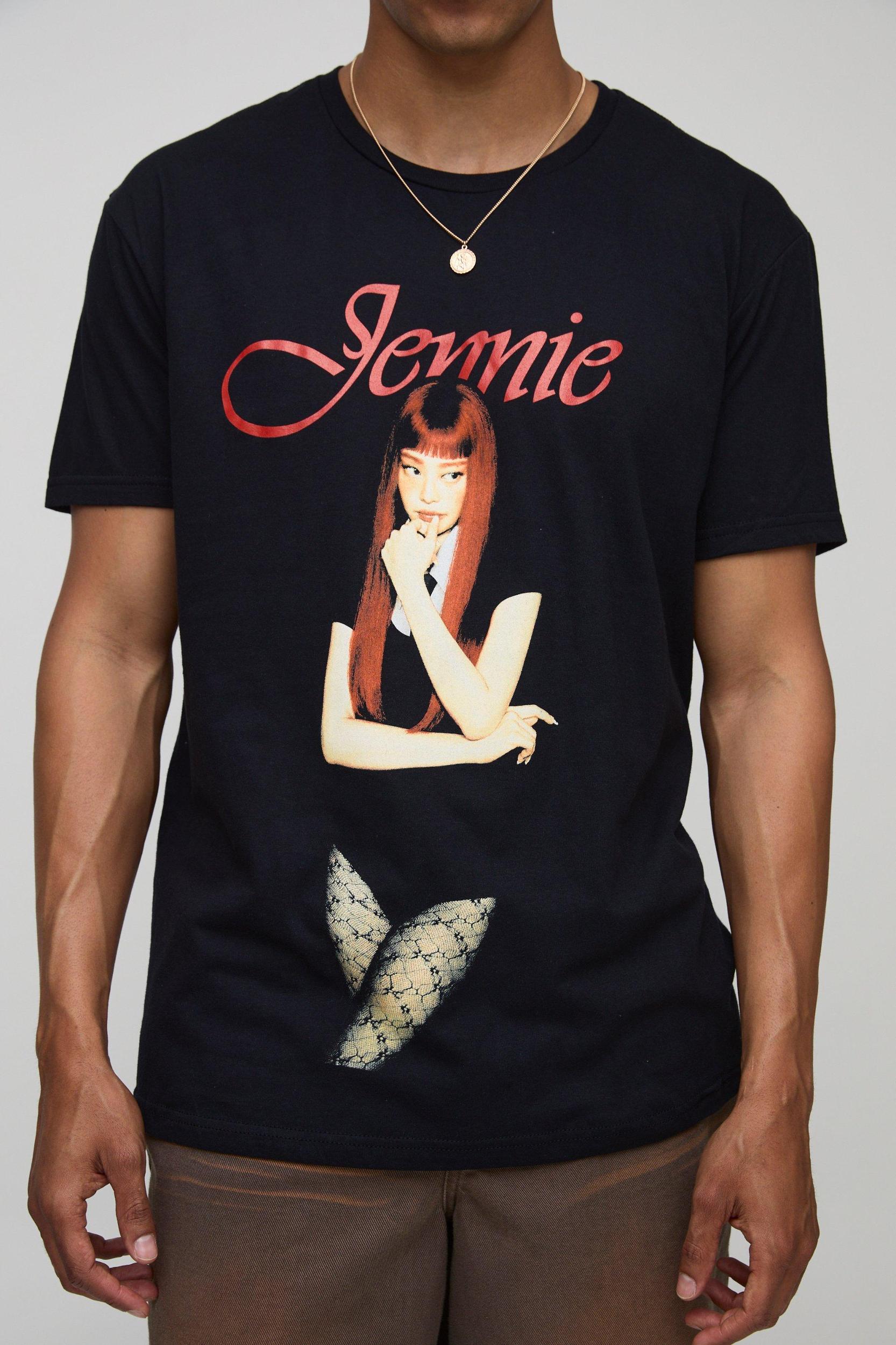 Black Regular Fit Jennie K License Printed T-Shirt | boohooMAN USA Product Image