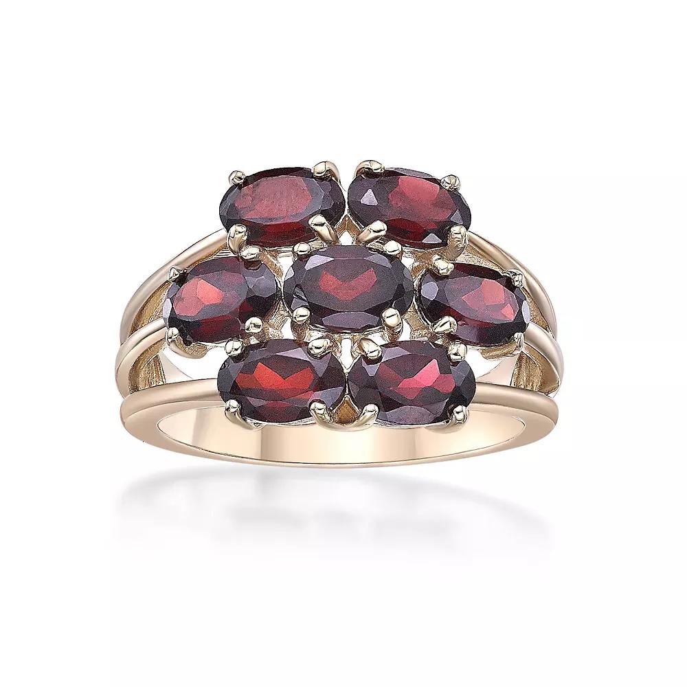 Gemminded 18k Gold Over Silver Garnet 7-Stone Oval Cluster Ring, Women's, Size: 6, Gold Tone Product Image