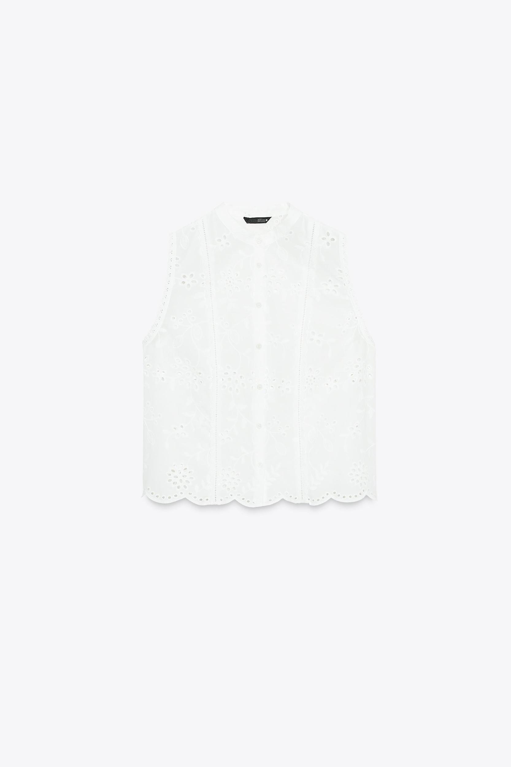 EMBROIDERED EYELET SHIRT Product Image