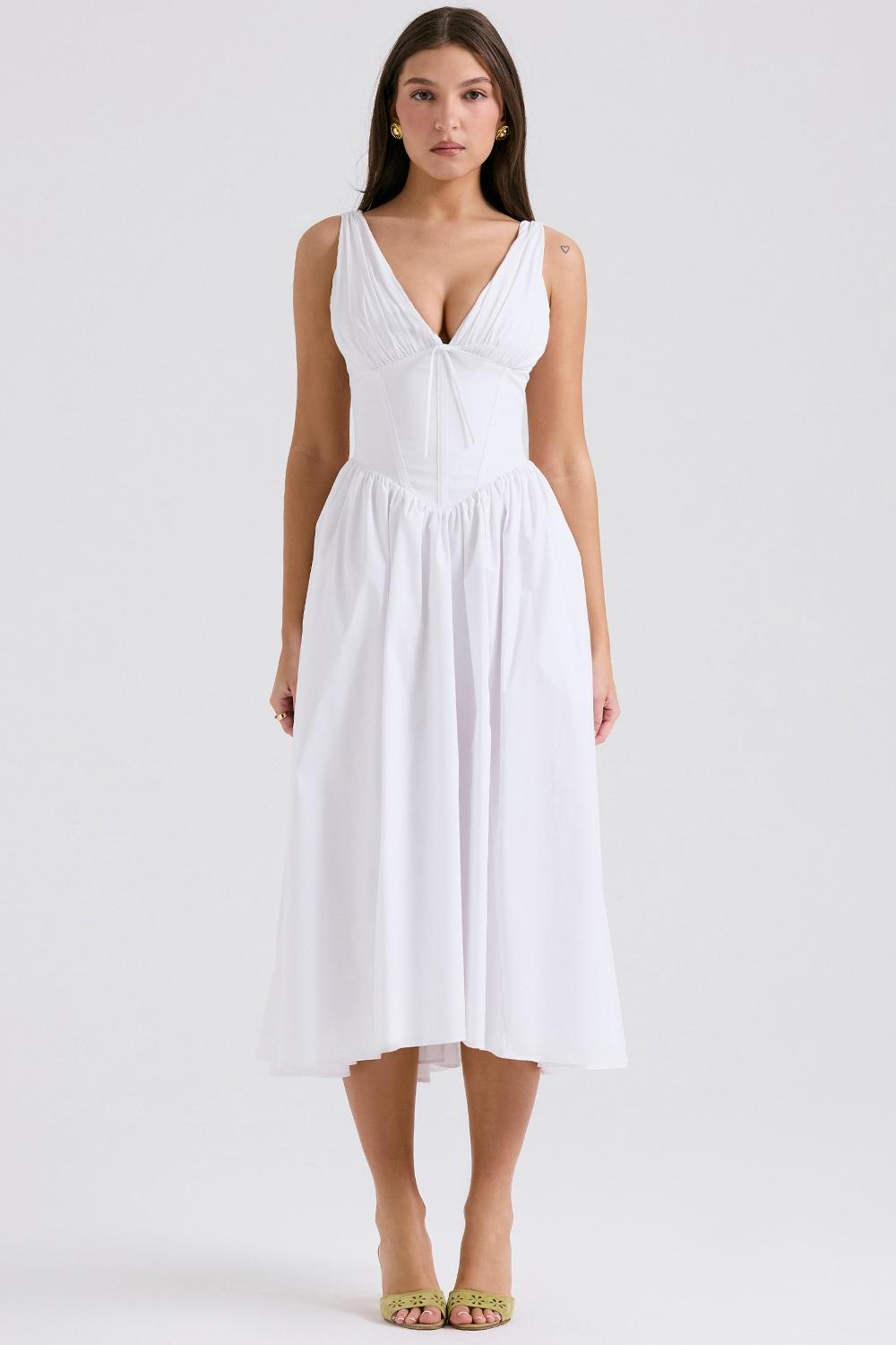Emmelina  white cotton corset sundress Product Image