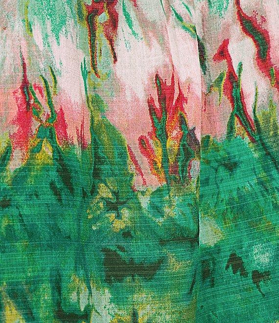 Slim Factor By Investments Julia Simply Green Multi Tie Dye Print V-Neck Short Sleeve Top Product Image