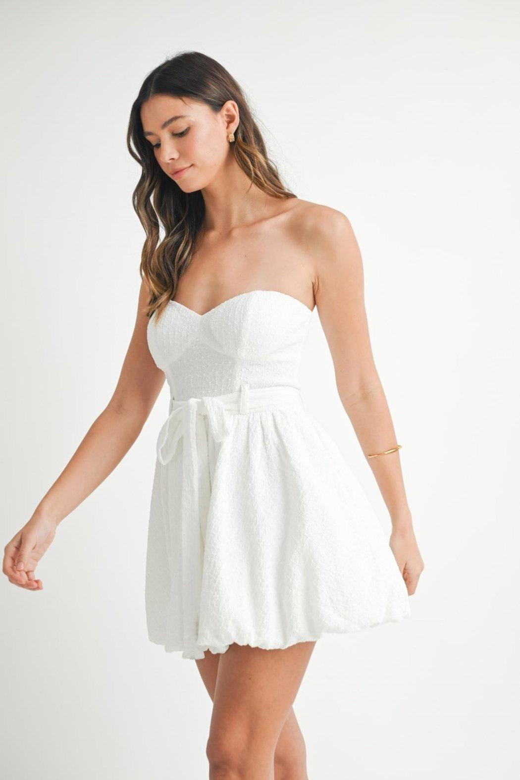 Textured Strapless Dress Product Image