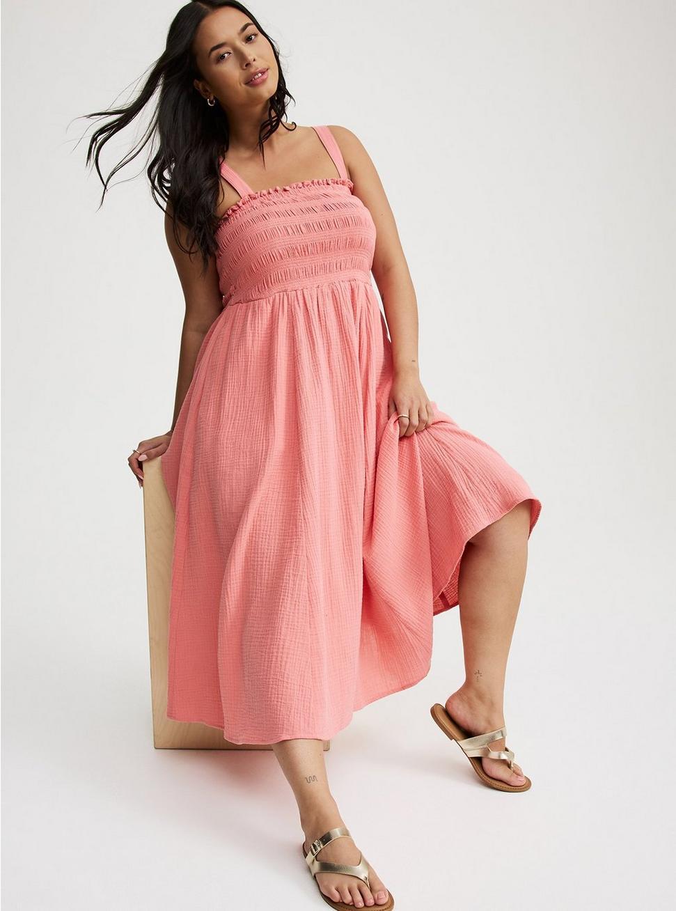 Midi Pucker Gauze Dress Product Image