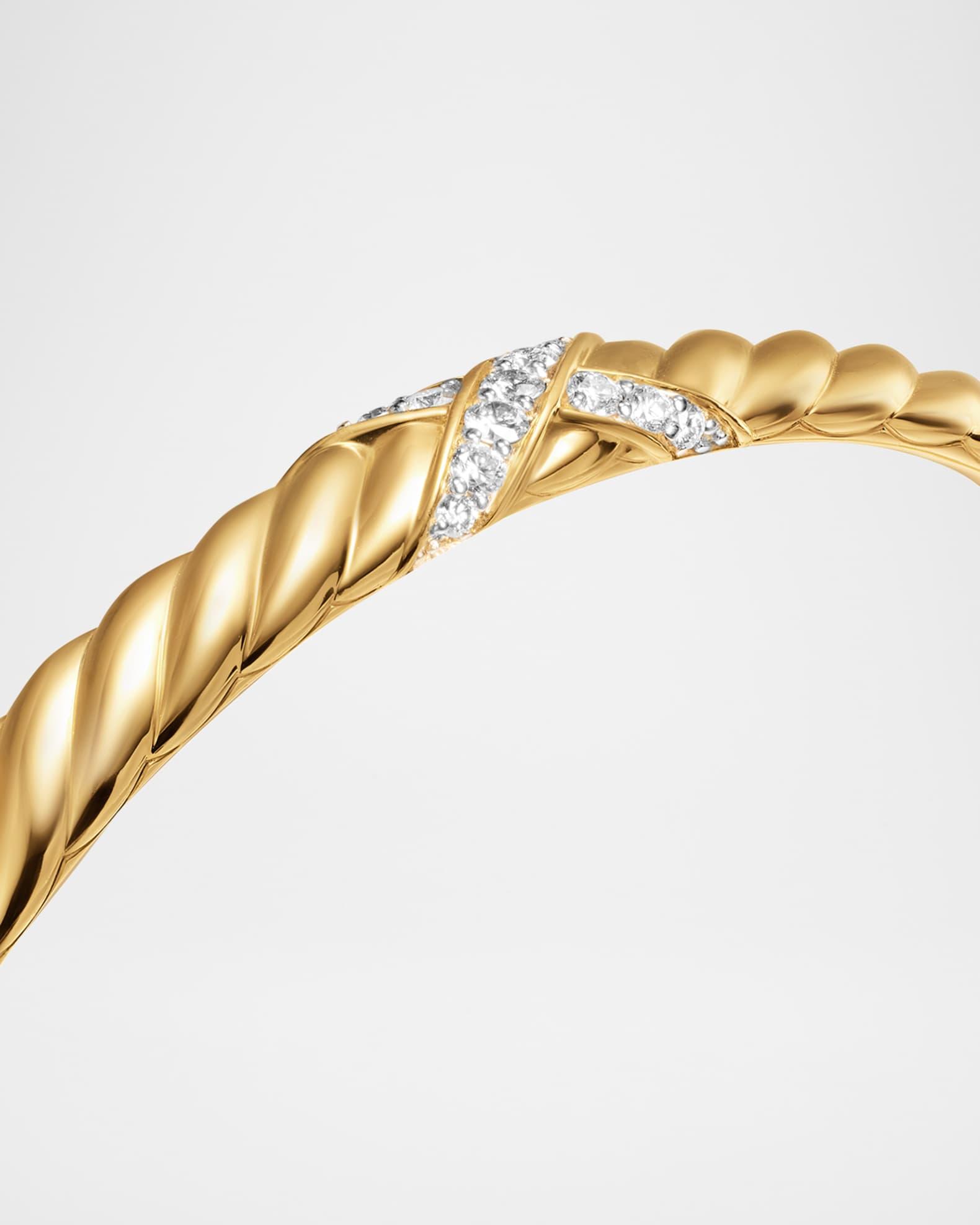 Sculpted Cable X Center Station Bracelet with Diamonds in 18K Gold, 6mm Product Image