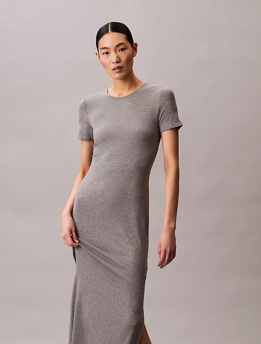 Solid Stretch Slim Midi Dress Product Image