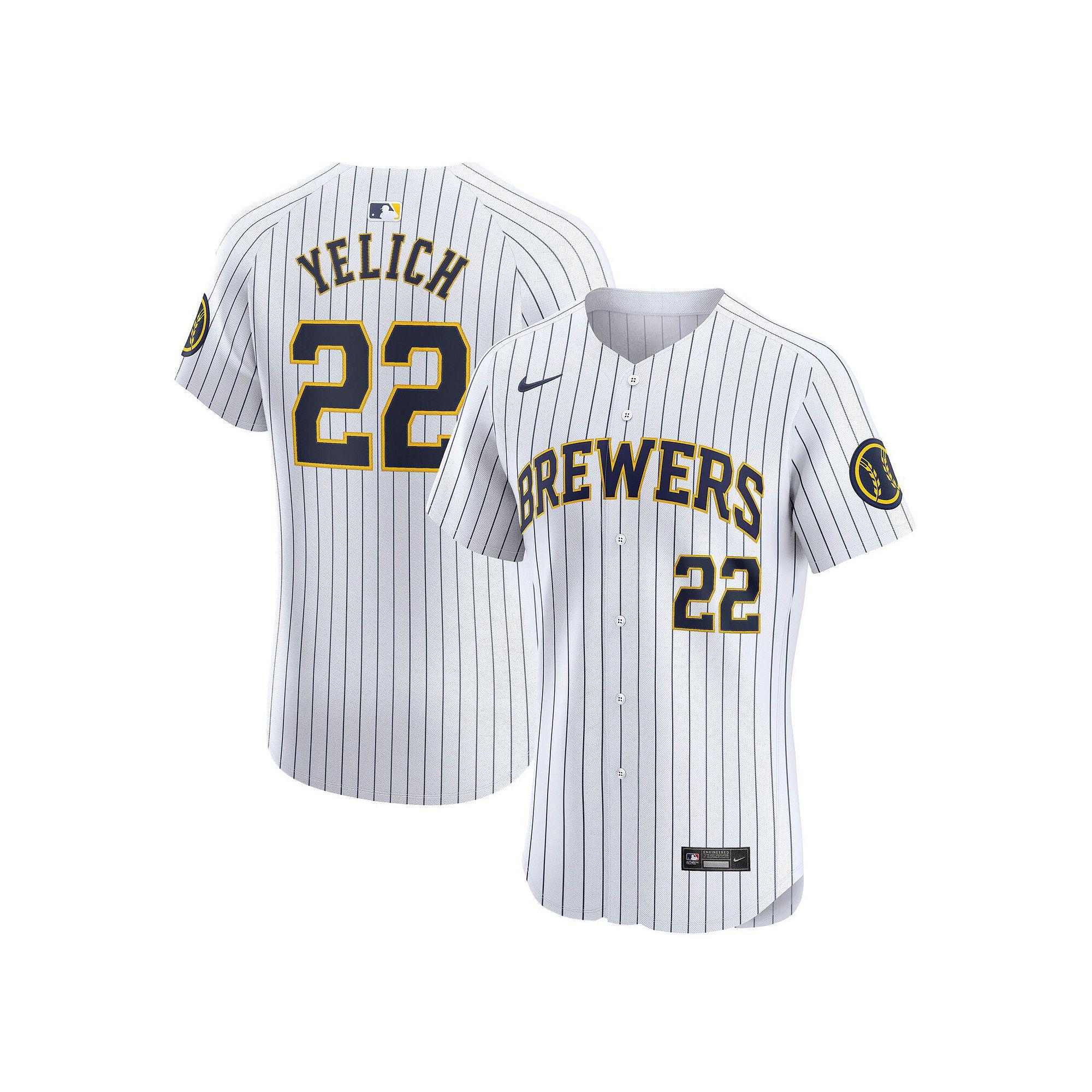 Men's Nike Christian Yelich White Milwaukee Brewers Alternate Alternate Elite Player Jersey, Size: 44 Product Image