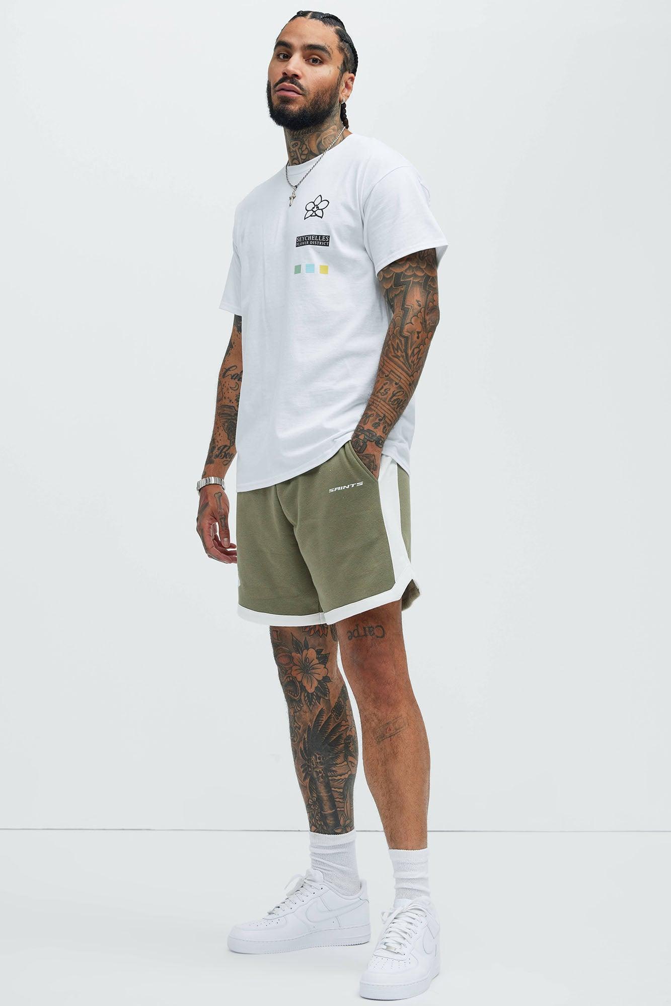 Tyson Contrast Warm Up Shorts - Olive/combo Product Image