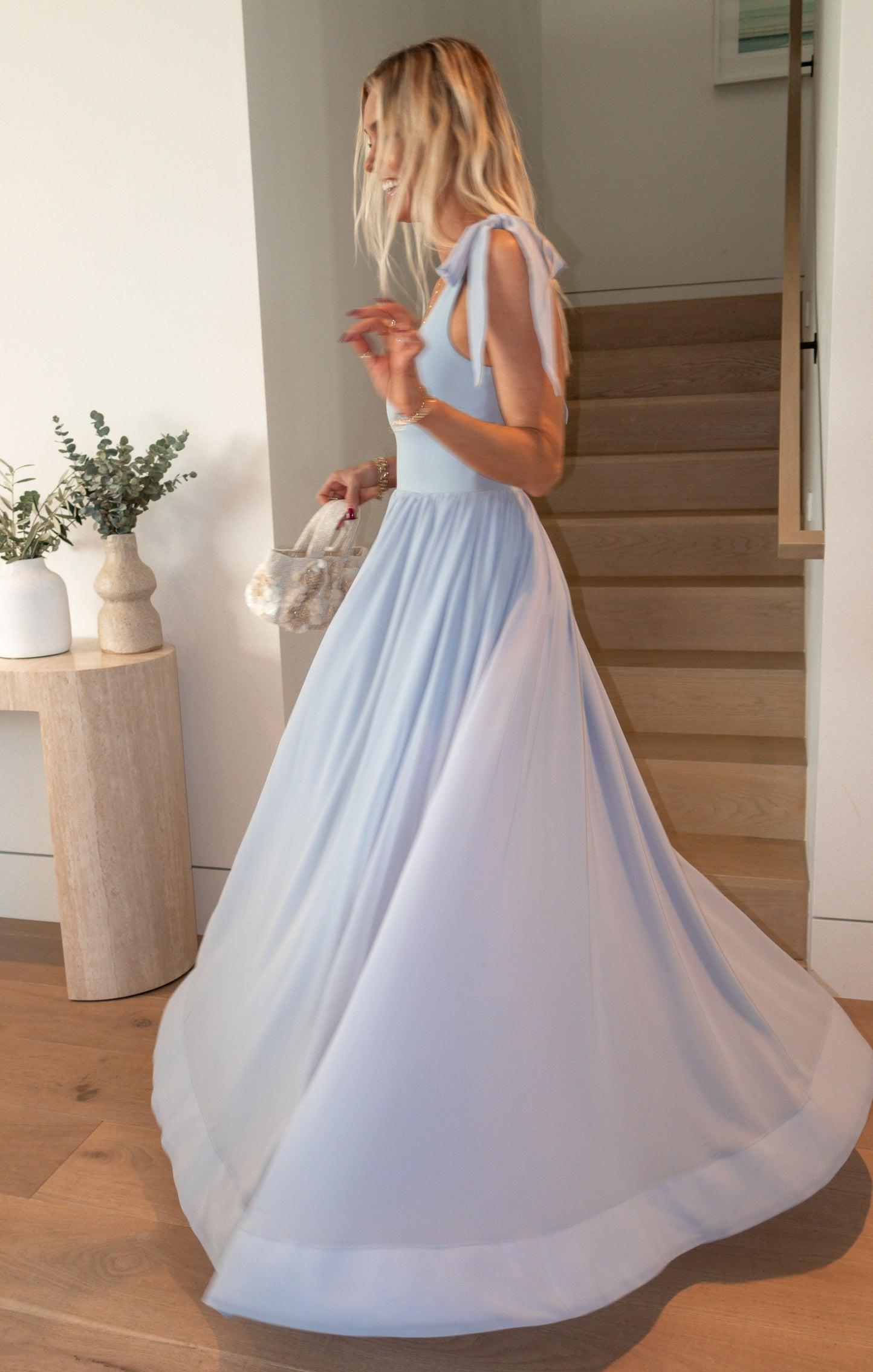 Harper Maxi Dress ~ Steel Blue Chiffon Product Image