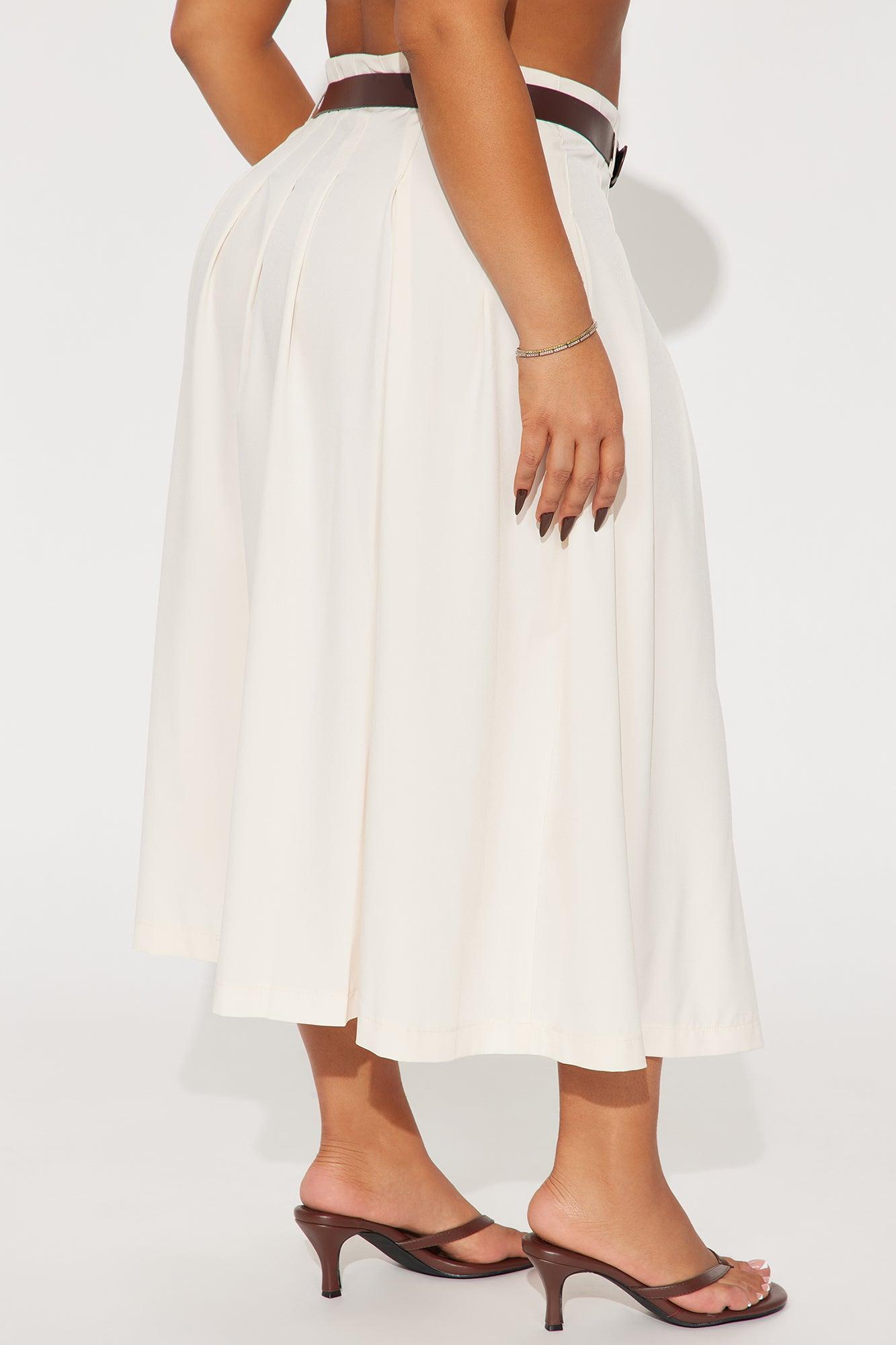 Tory Pleated Midi Skirt - Ivory Product Image