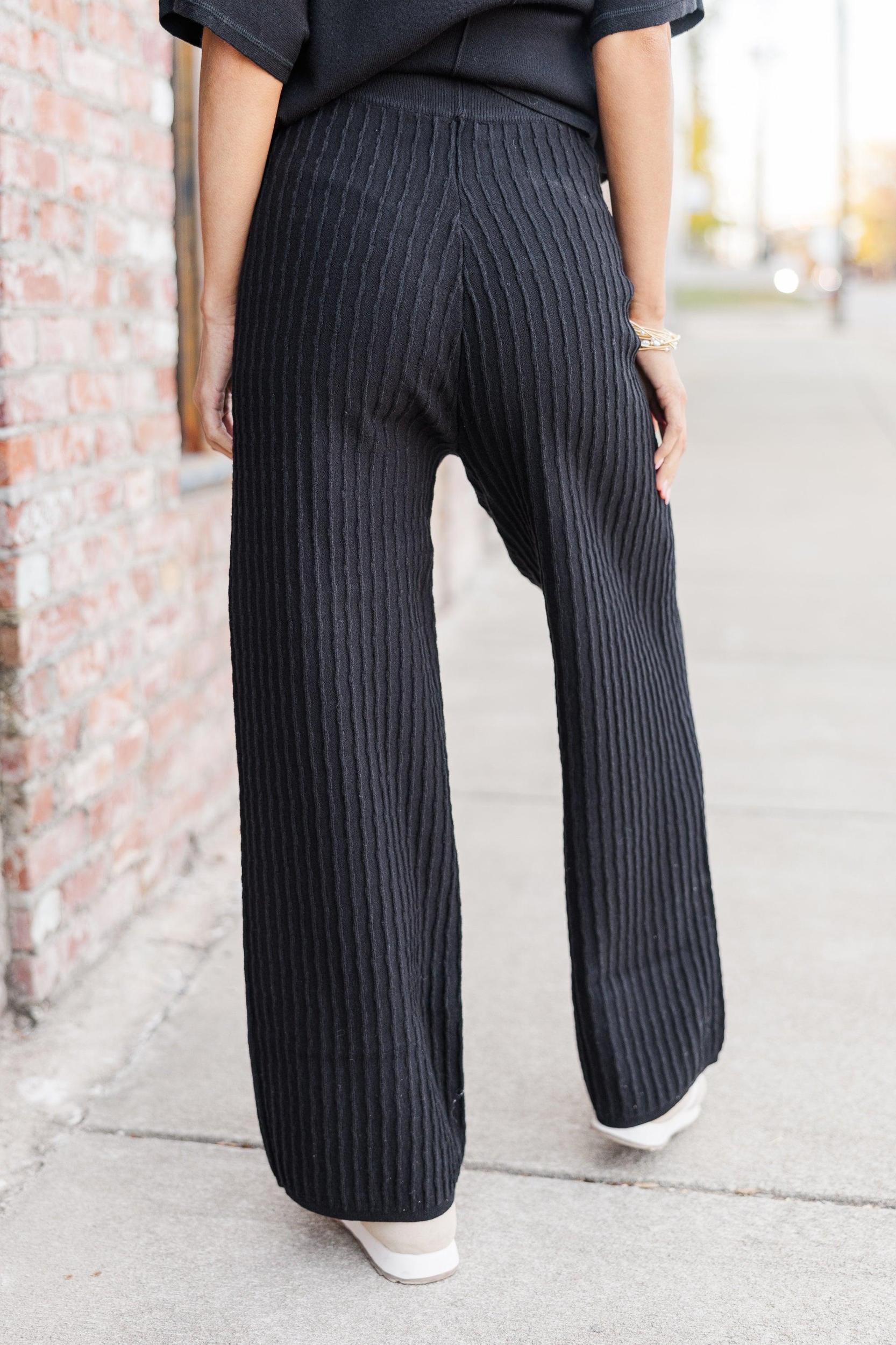 See It Through Black Ribbed Pants Female Product Image