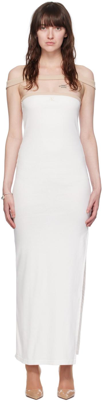 COURRÈGES Hyperbole Cotton Maxi Dress In B131 White Her/ Sand Product Image