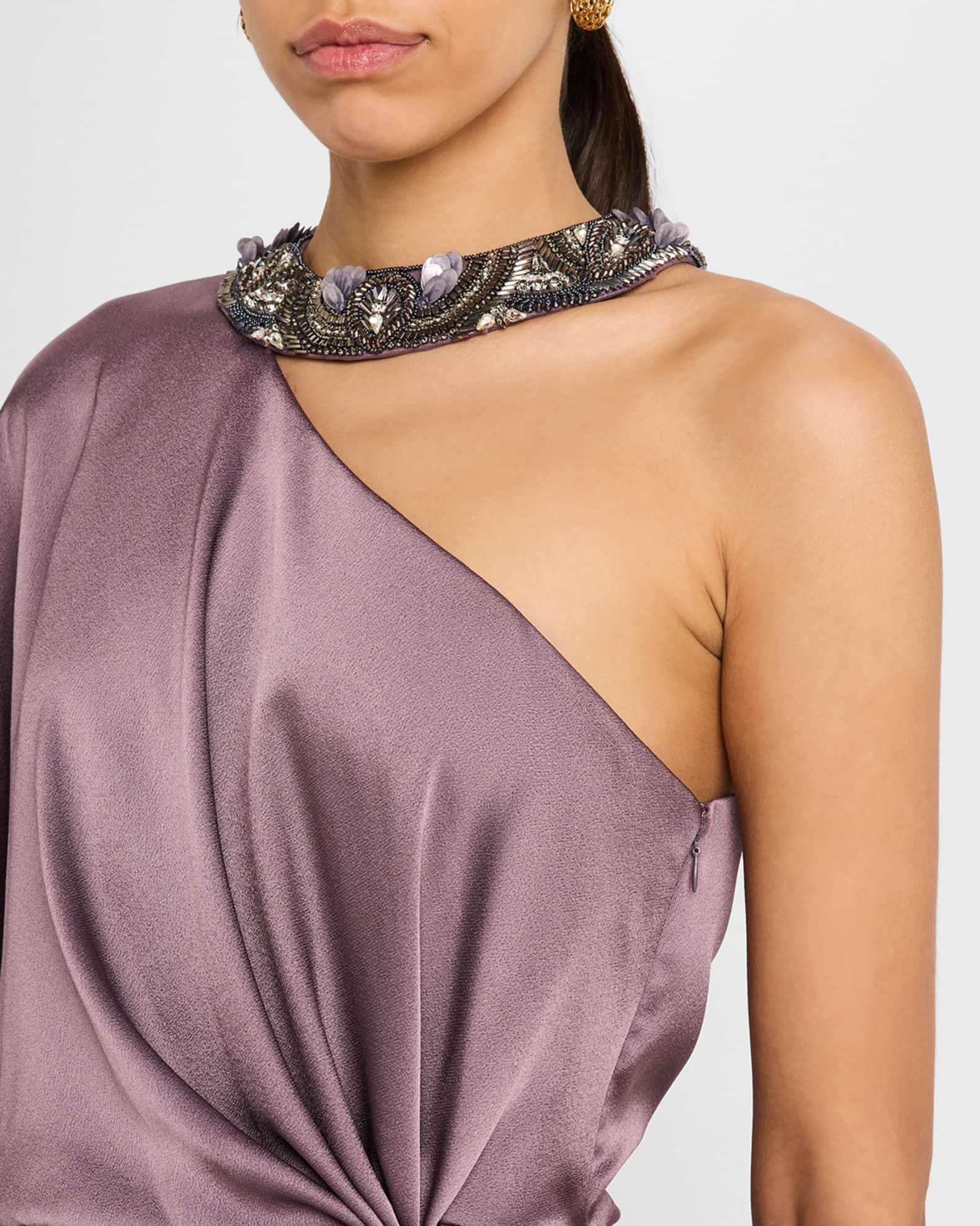Beaded One-Shoulder Twist Gown Product Image