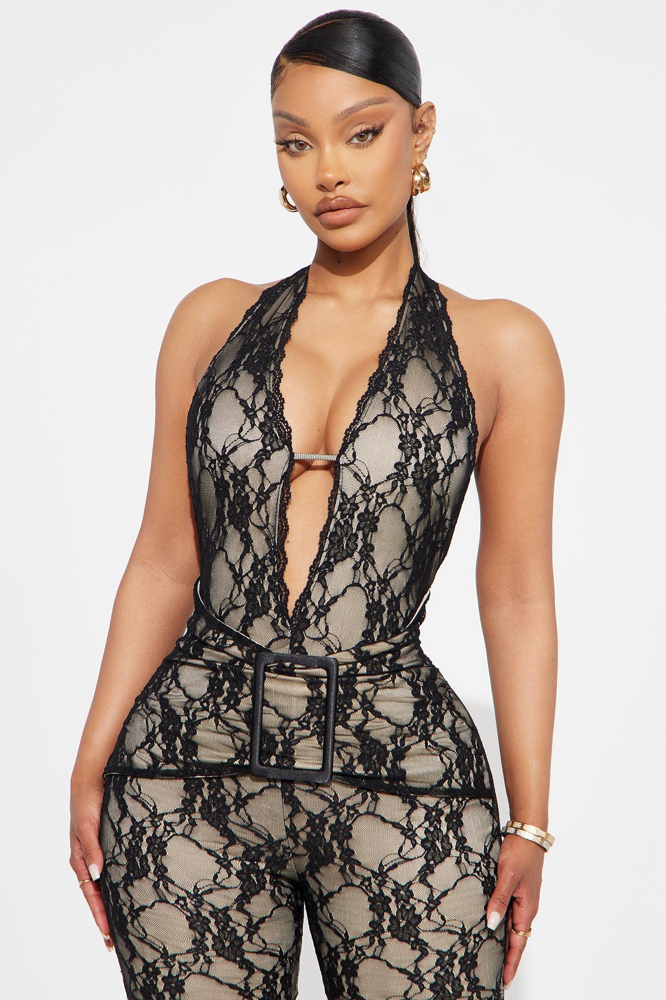 Iris Lace Halter Jumpsuit - Black Female Product Image