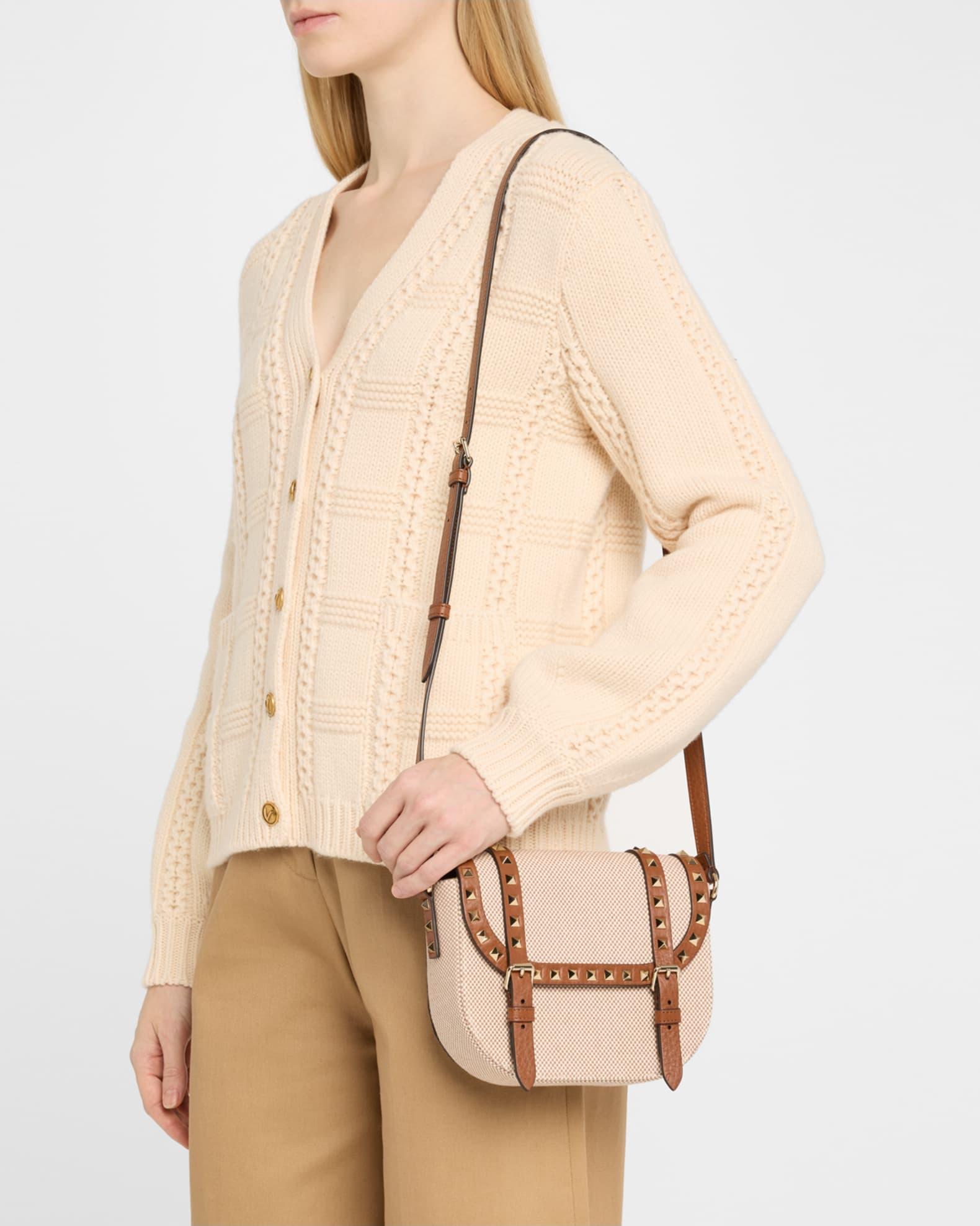 Small Rockstud Canvas Saddle Crossbody Bag Product Image