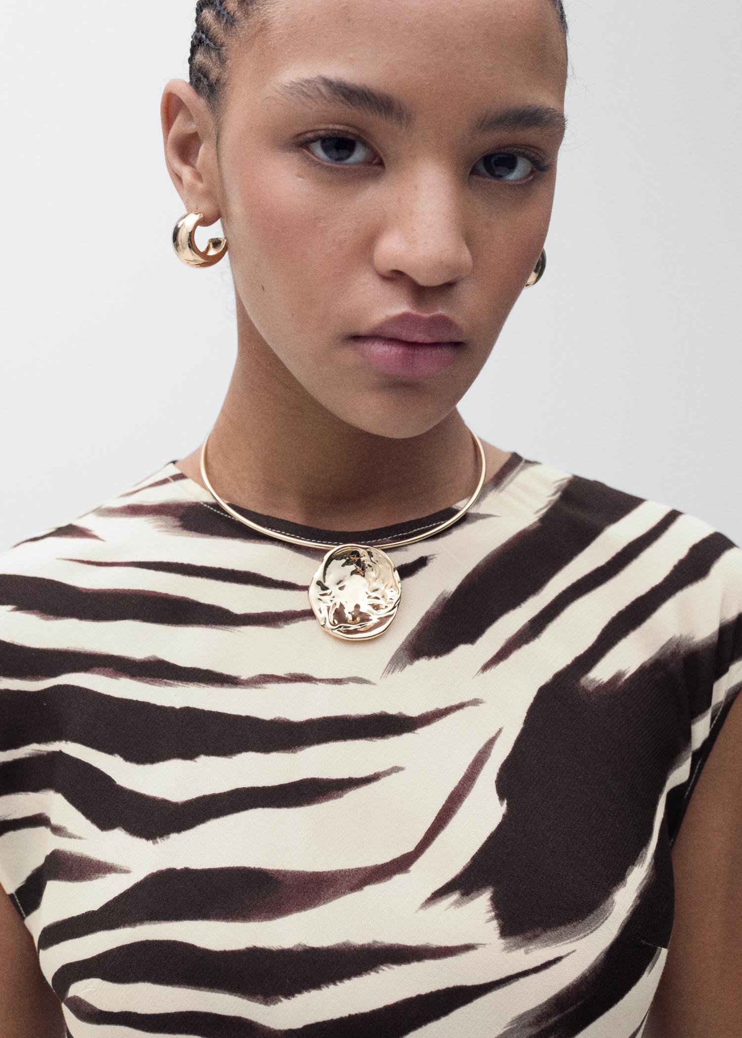 Zebra-print midi-dress - Women | MANGO USA Product Image