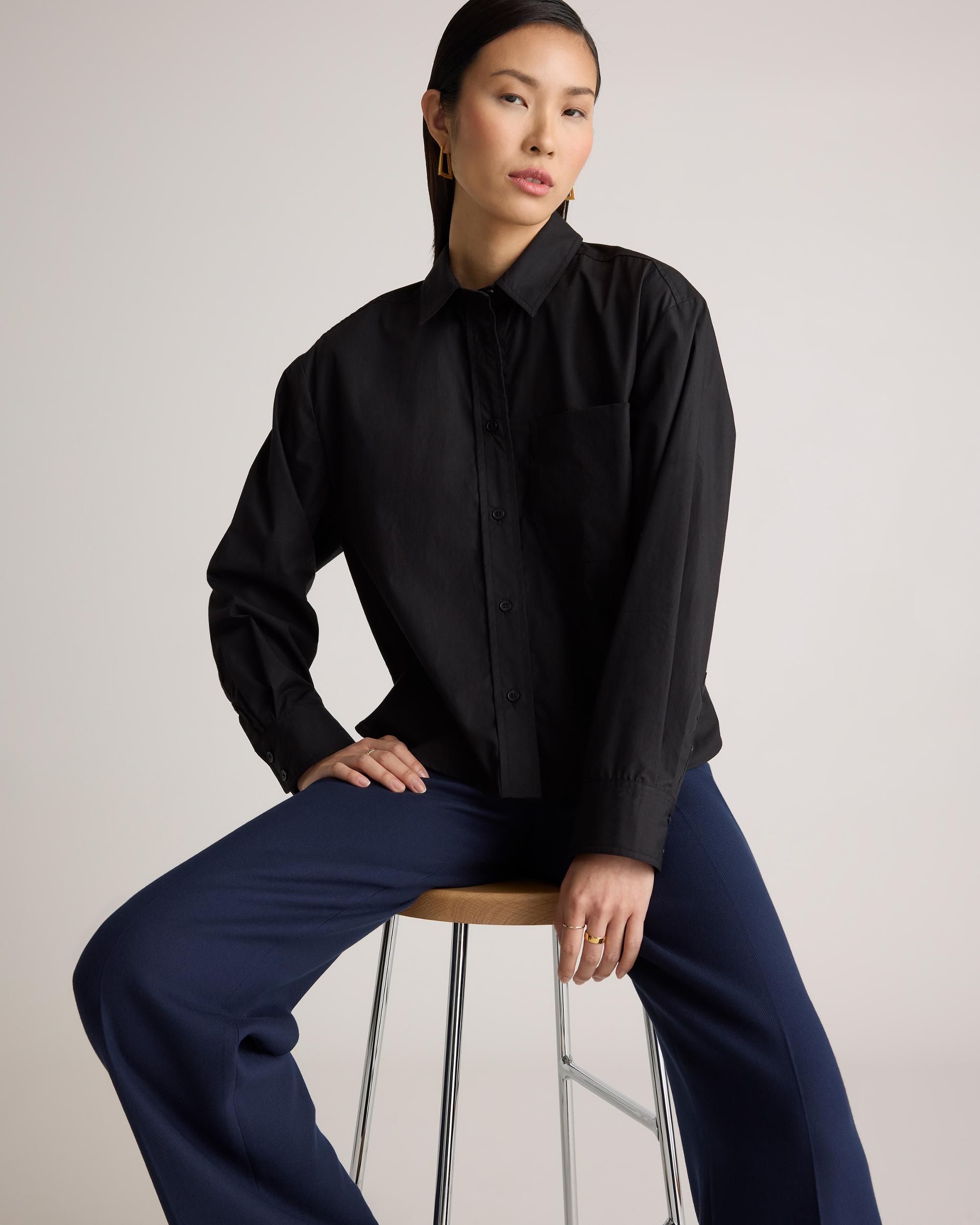 Quince | Women's Poplin Cropped Long Sleeve Shirt Size XL, Organic Cotton Product Image