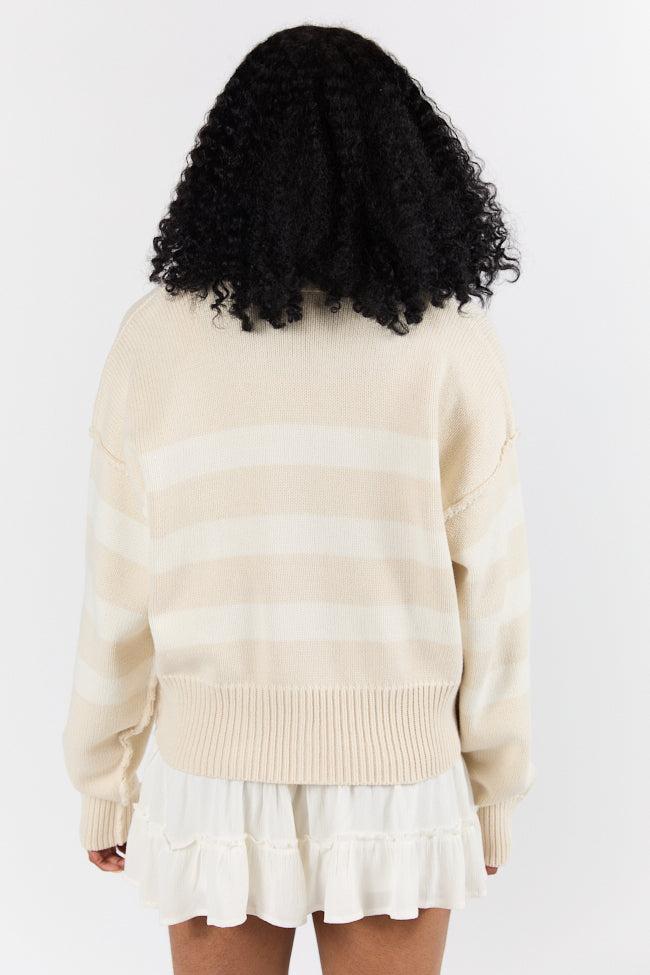 Beyond The City Beige and Ivory Striped Cardigan FINAL SALE Product Image