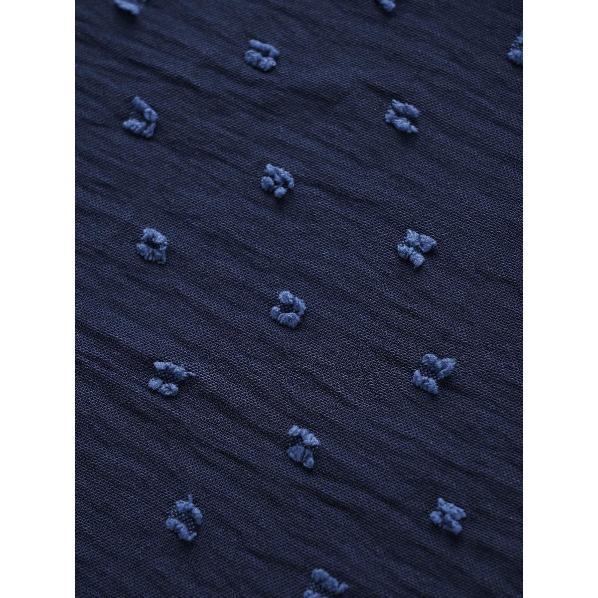 Plus Size Indigo Polka Dot Frill Trim V Neck Flutter Blouse Women Elegant Short sleeve V-neck Work Blouses BloomChic 26/4X Product Image