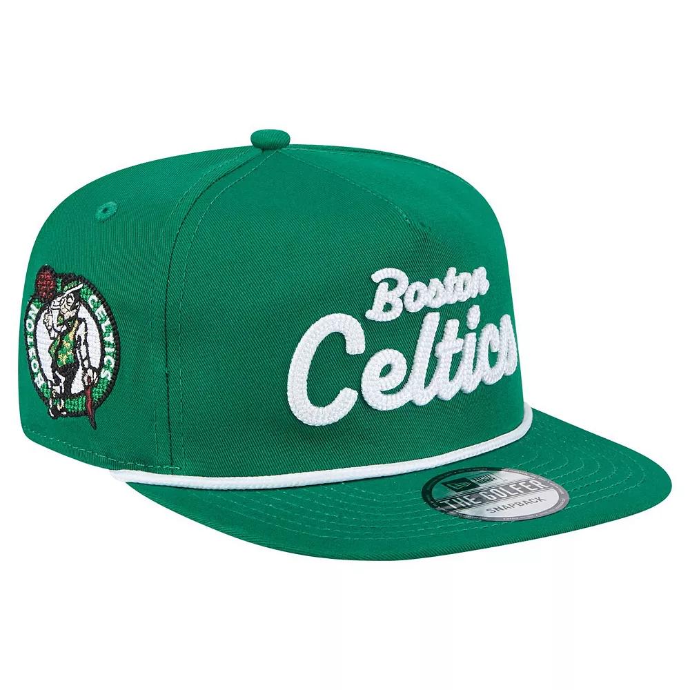 Men's New Era Kelly Green Boston Celtics Team Text Golfer Snapback Hat Product Image