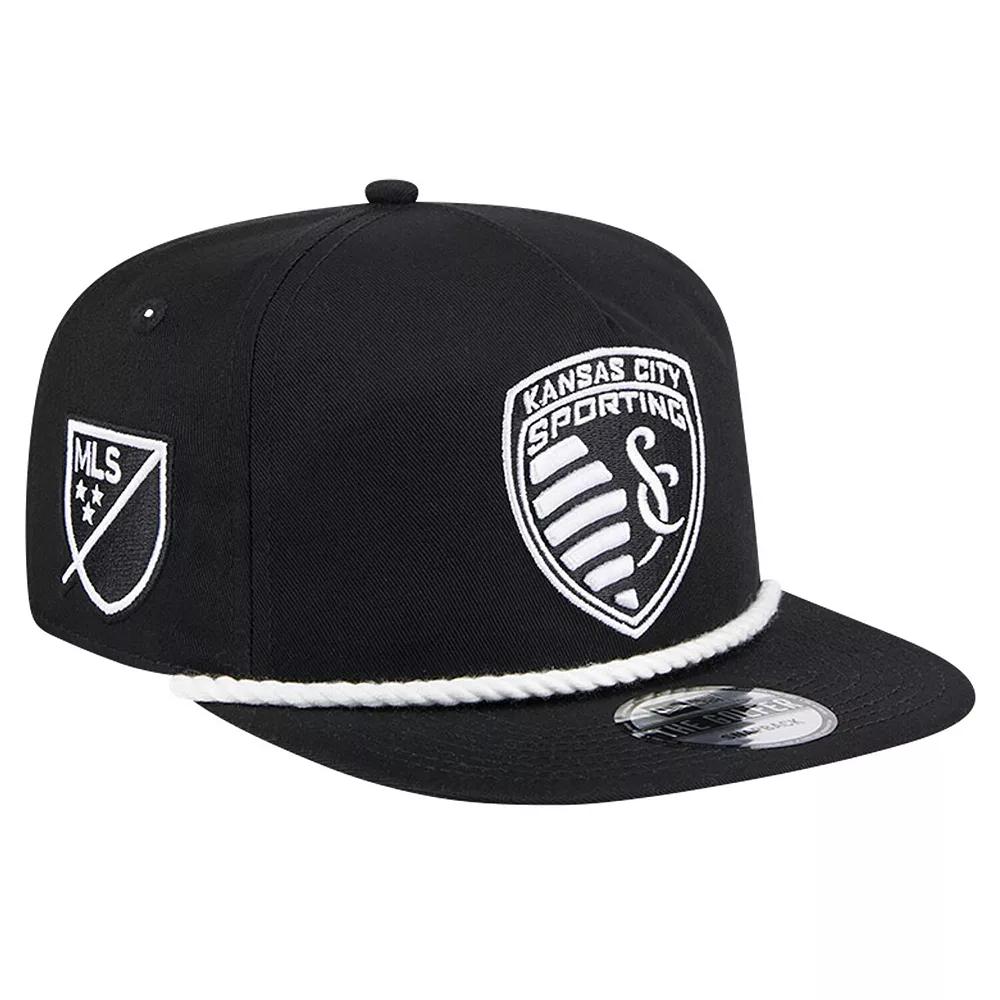 Men's New Era Black Sporting Kansas City 2024 Kick Off Collection Golfer Snapback Hat Product Image