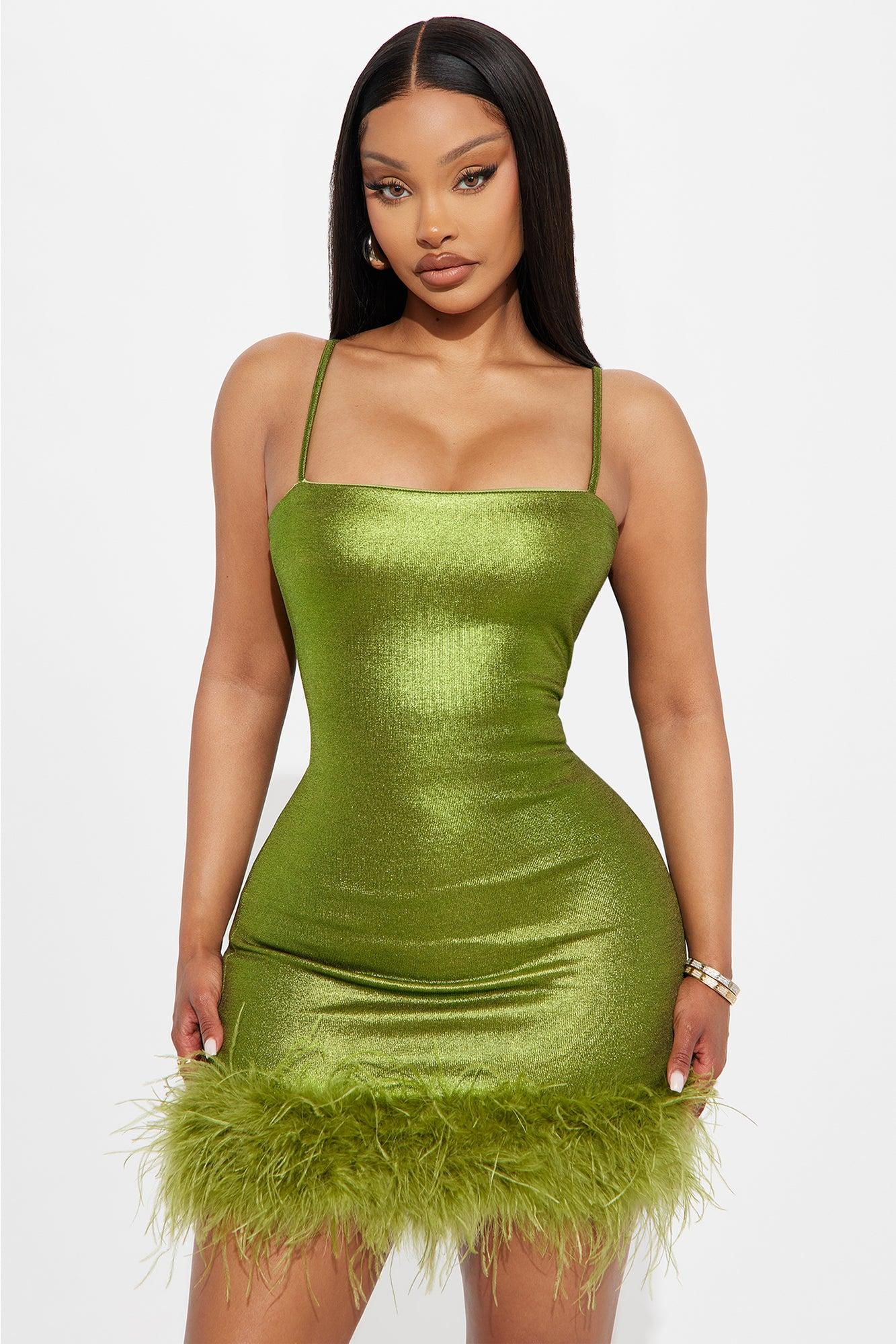 One Night Only Metallic Mini Dress - Green Product Image