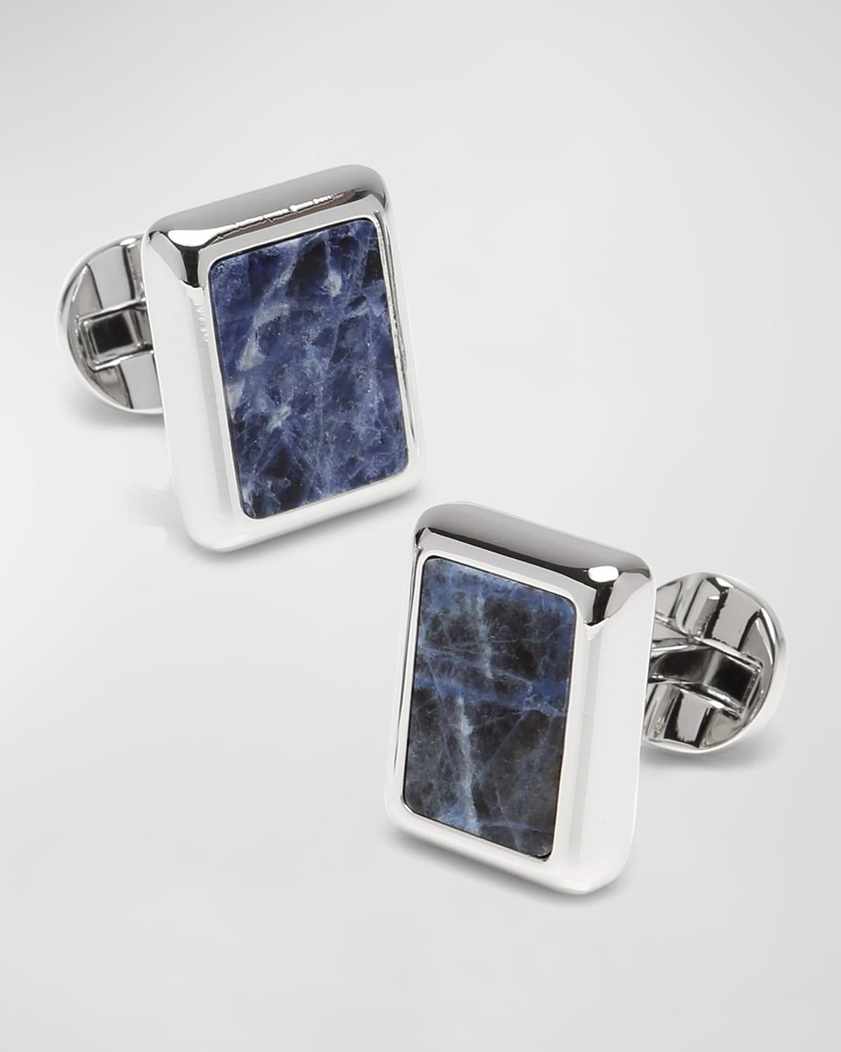 Mens 3-Piece Ox And Bull Trading Co. Silver And Sodalite JFK Presidential Stud Set Product Image