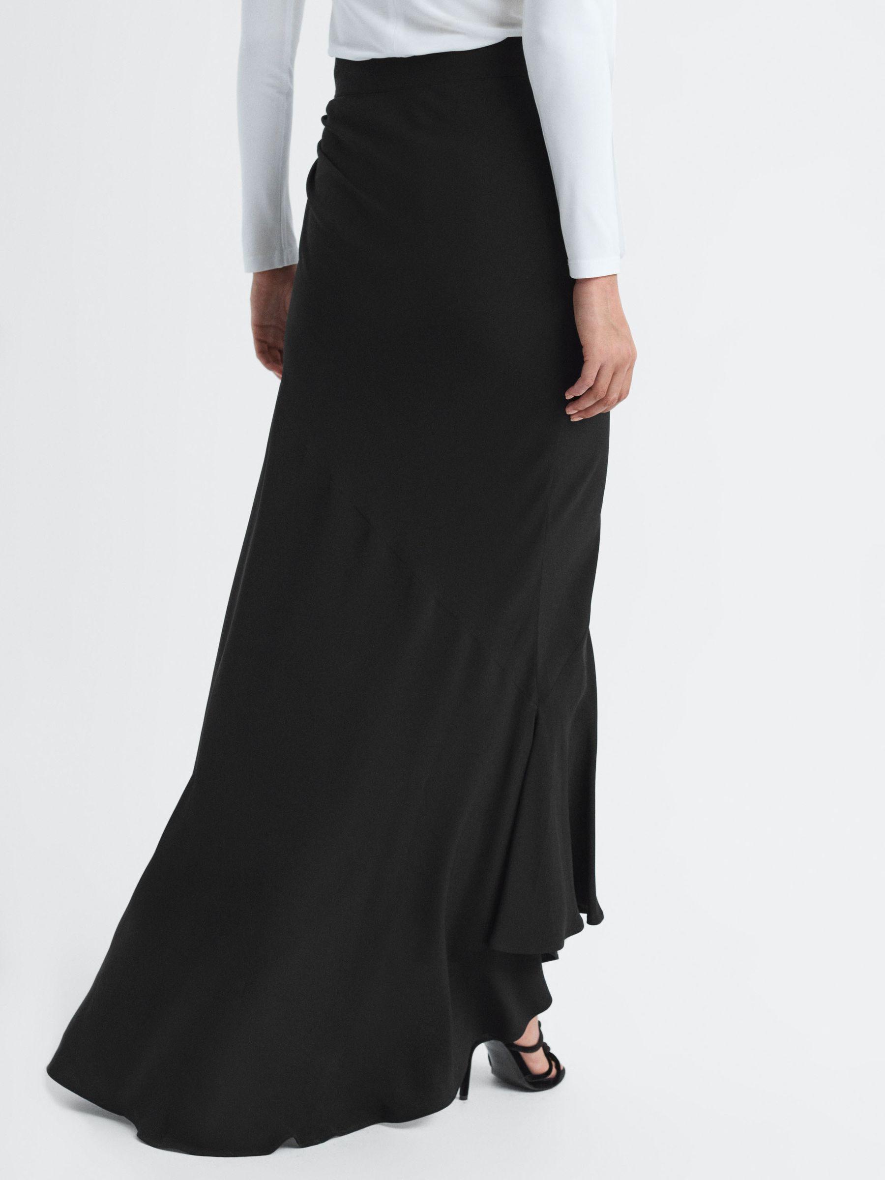High Rise Fitted Maxi Skirt in Black Product Image