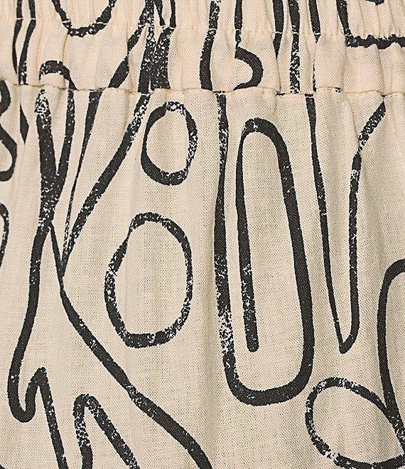 Every Abstract Print Linen Blend Long Sleeve Coordinating Crop Top Product Image