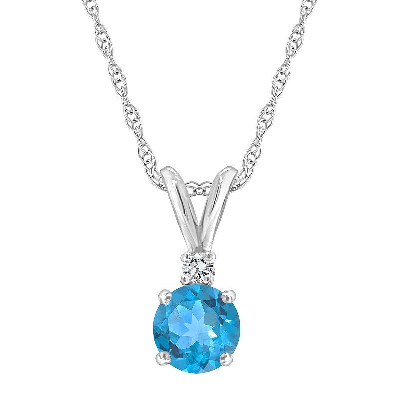 Celebration Gems 14k Gold Swiss Blue Topaz & Diamond Accent Pendant Necklace, Women's, Size: 18", 14k Whgold Product Image