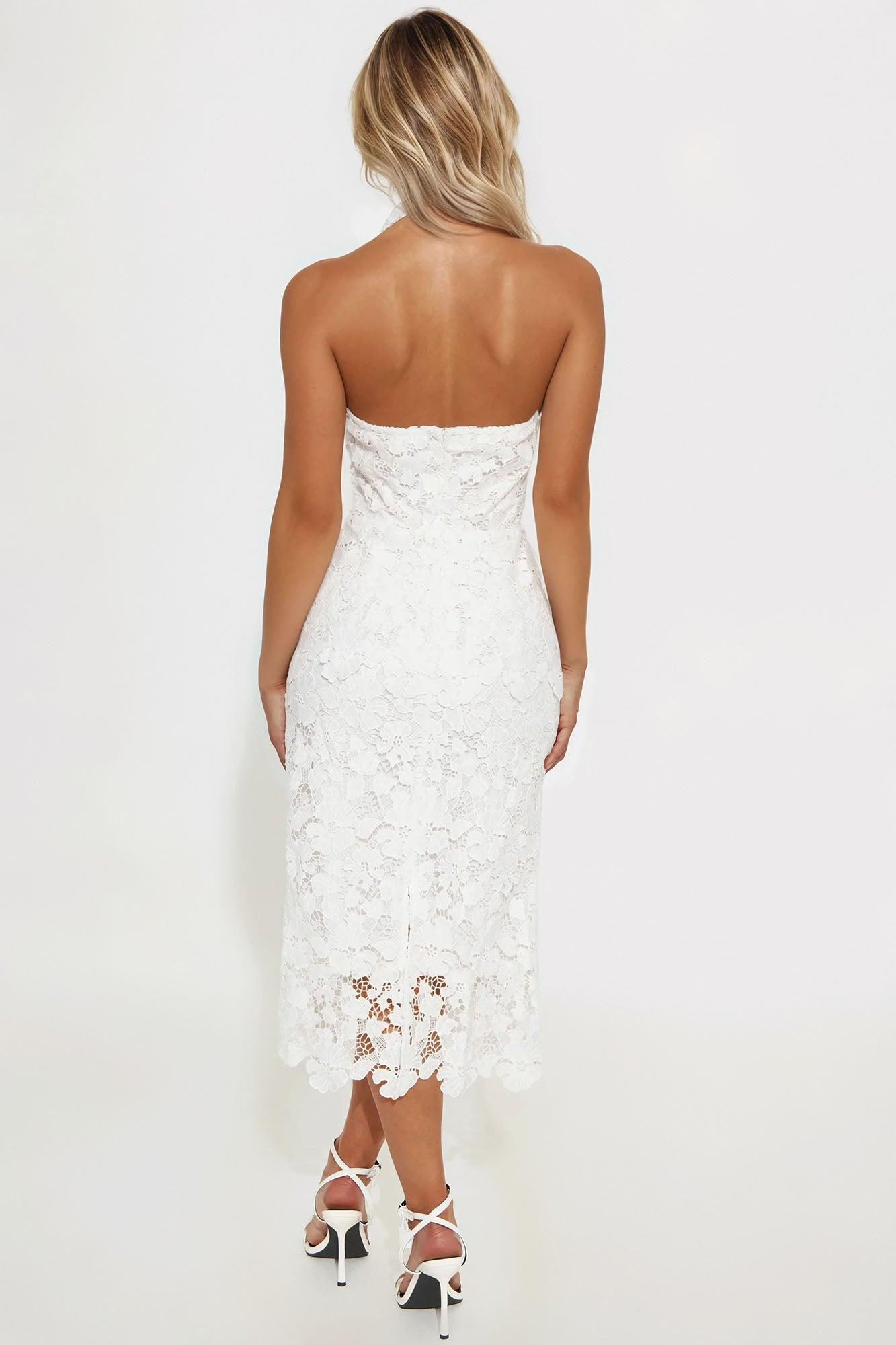 Galette Lace Halter Midi Dress - White Female Product Image