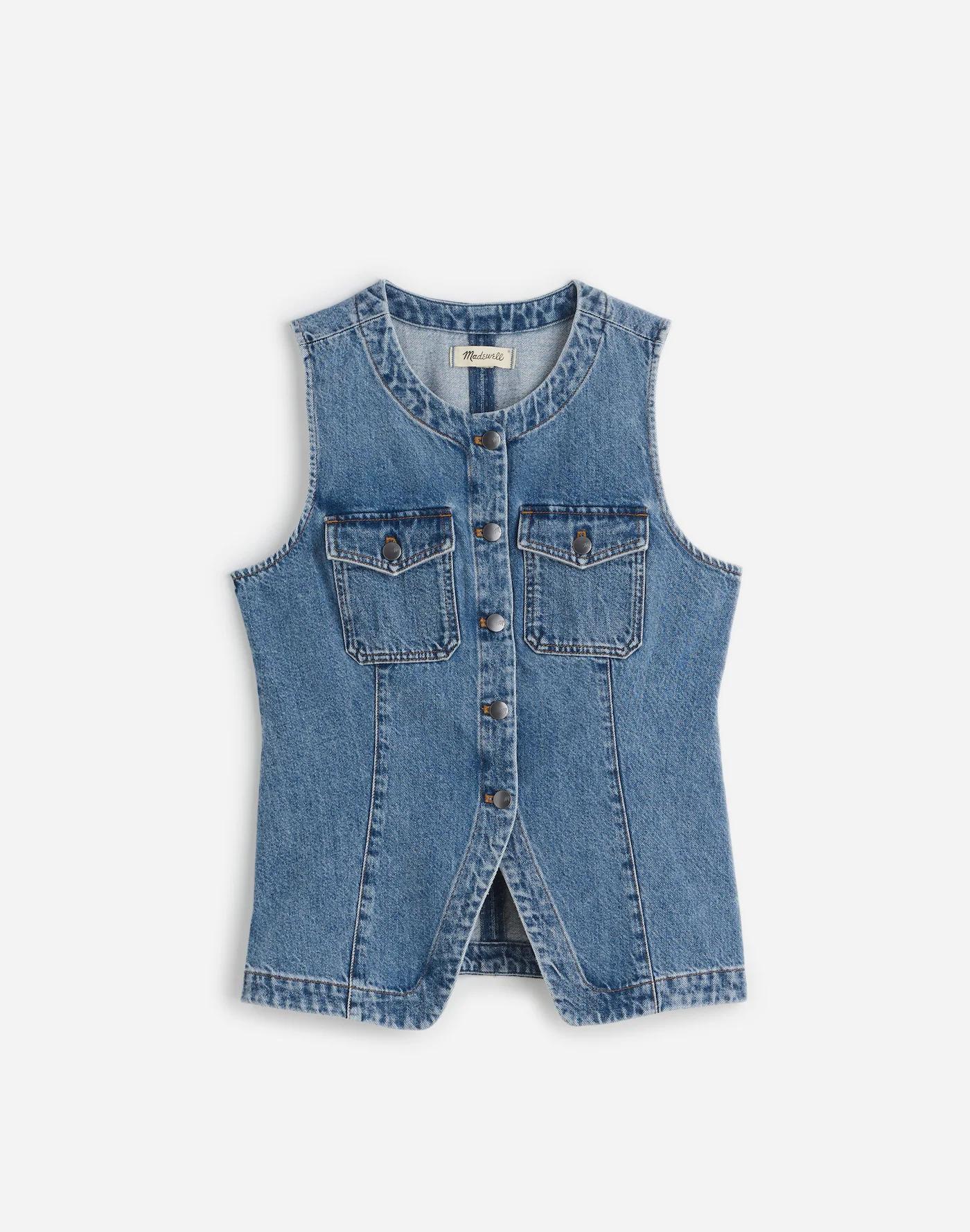 Denim High Crewneck Vest Product Image