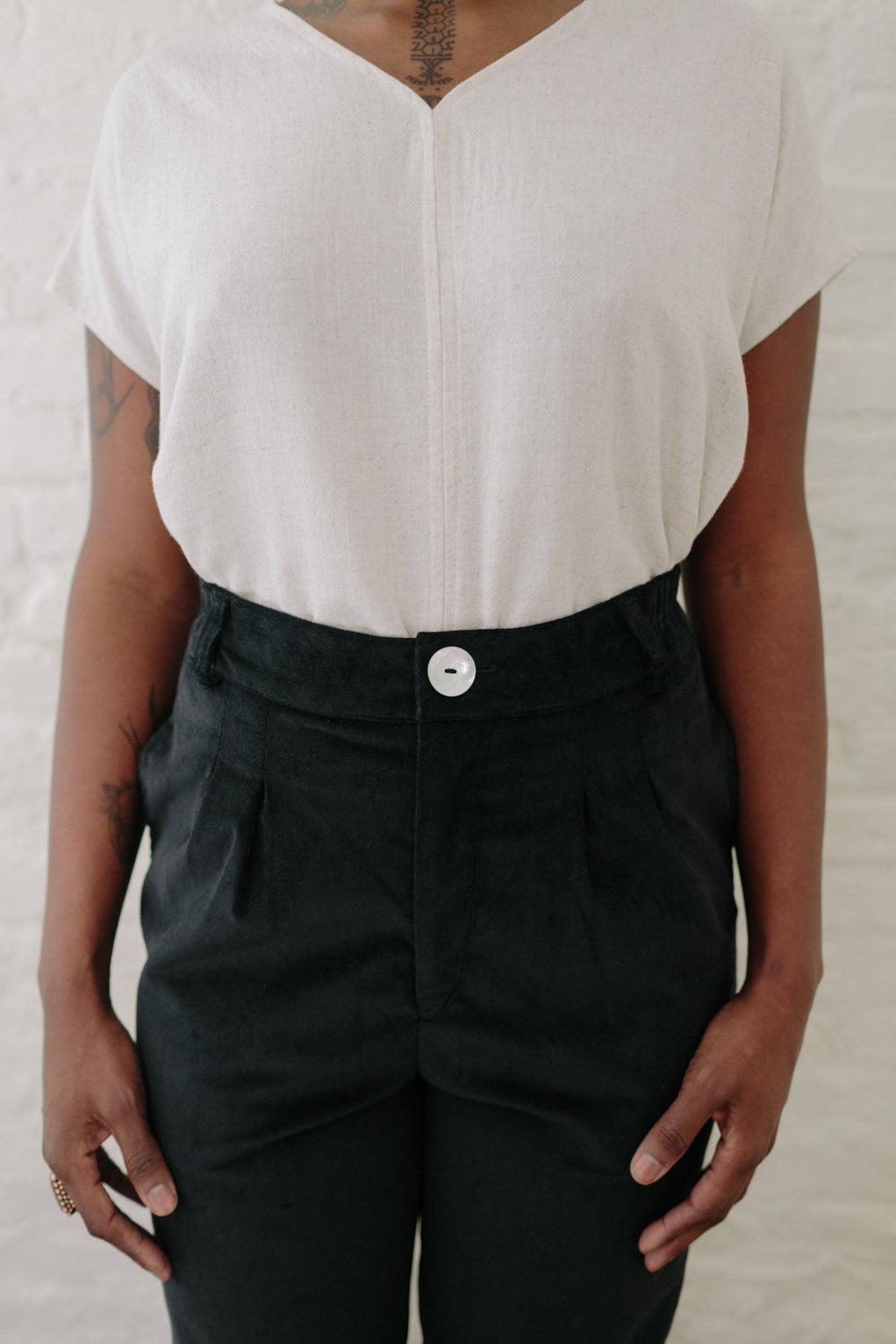 Long Perfect Pant in Black Velvet Product Image